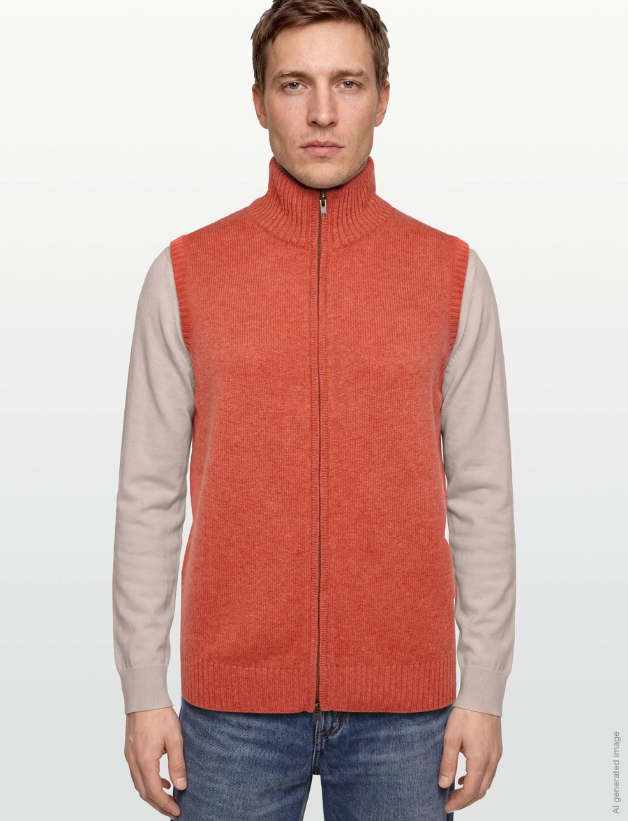 Davida Cashmere - Man Zip Vest - neuleliivit - sunset orange - 3
