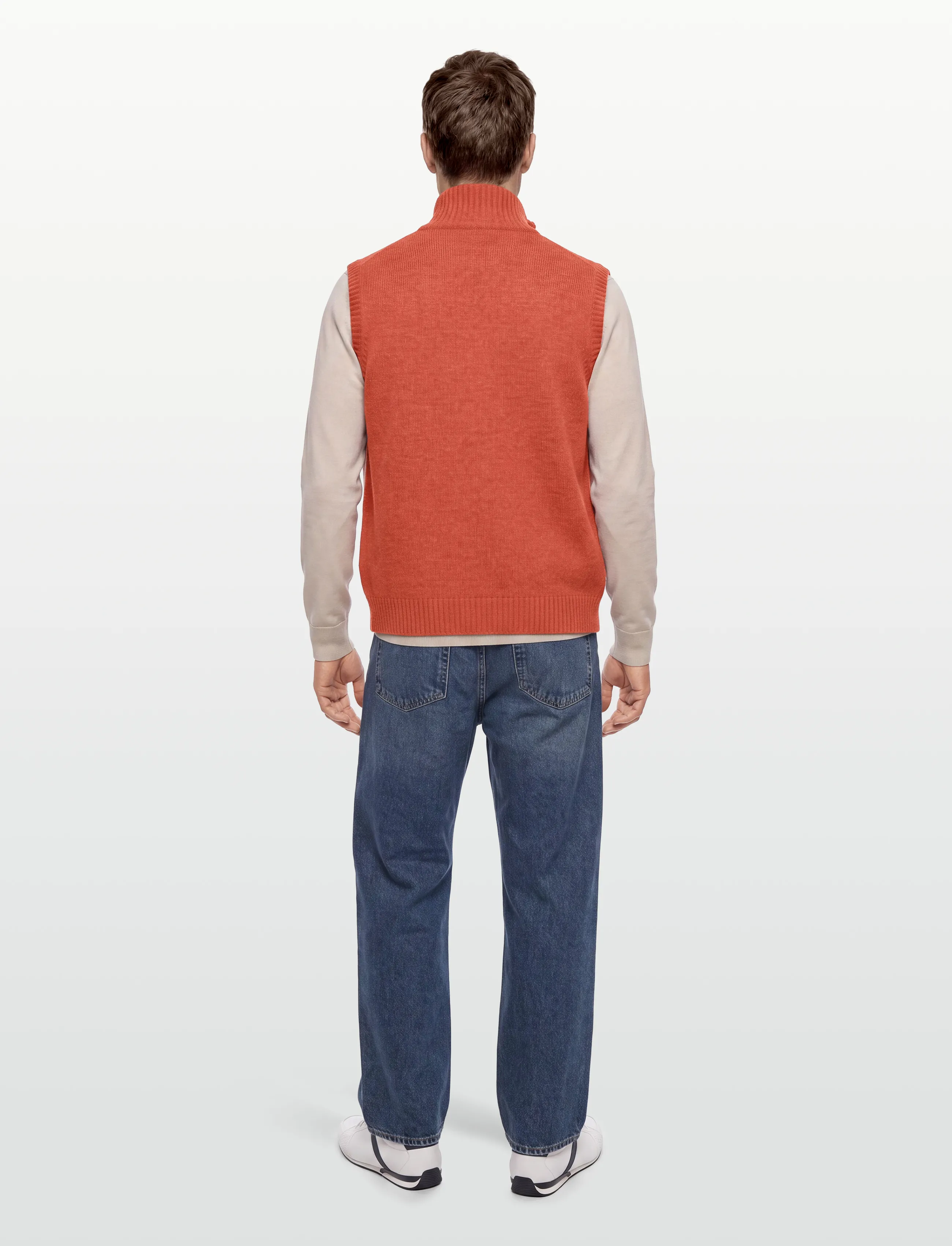 Davida Cashmere - Man Zip Vest - neuleliivit - sunset orange - 4