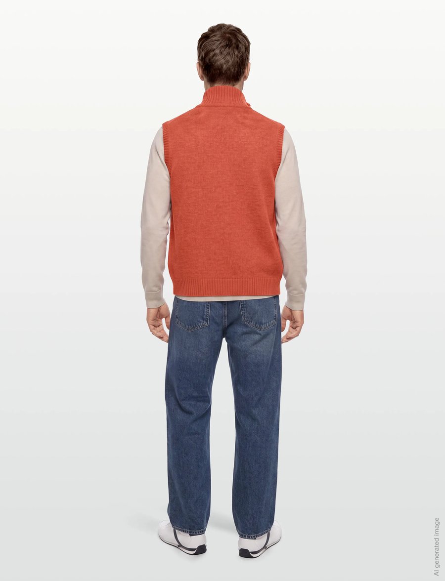 Davida Cashmere - Man Zip Vest - neuleliivit - sunset orange - 4