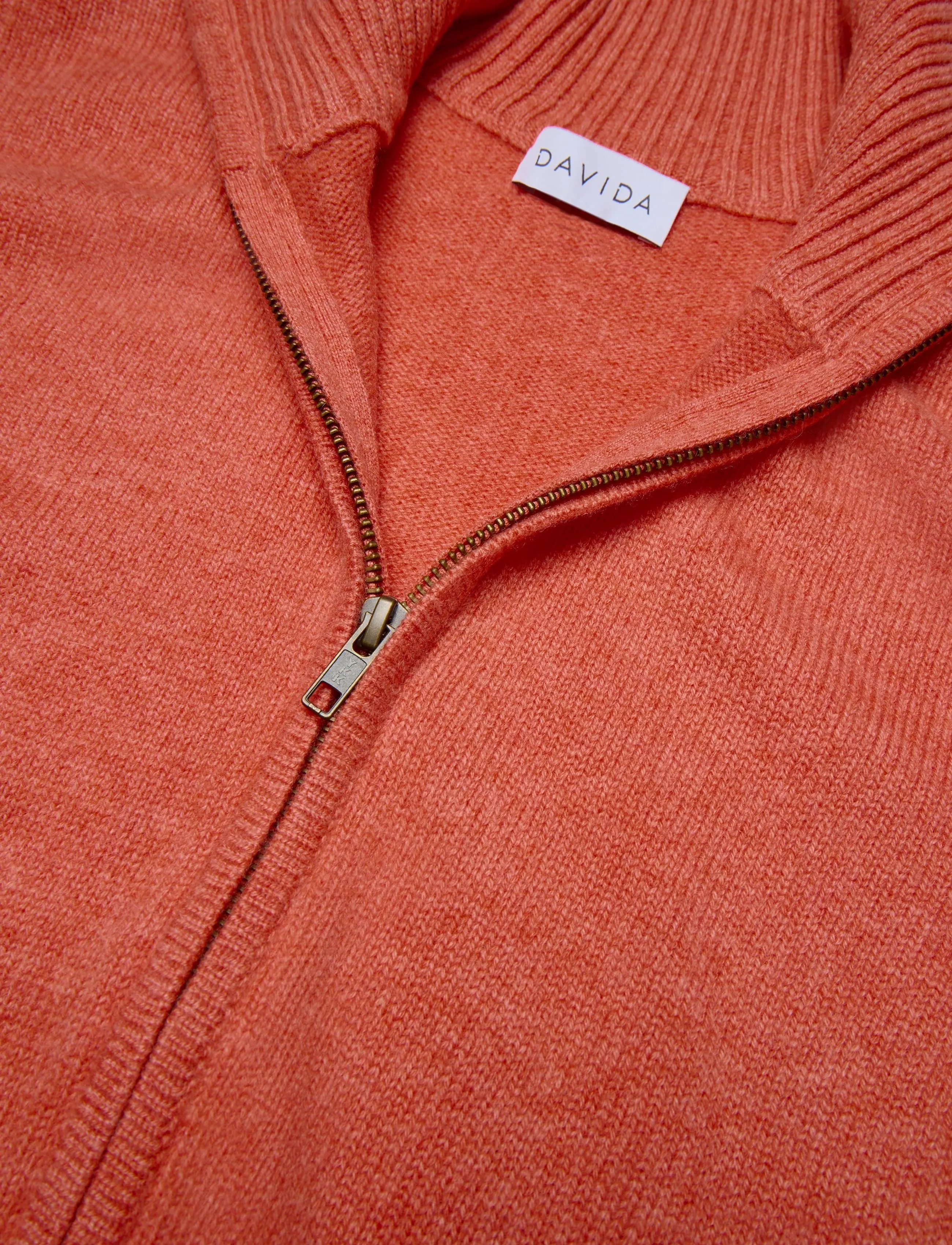 Davida Cashmere - Man Zip Vest - sunset orange - 2