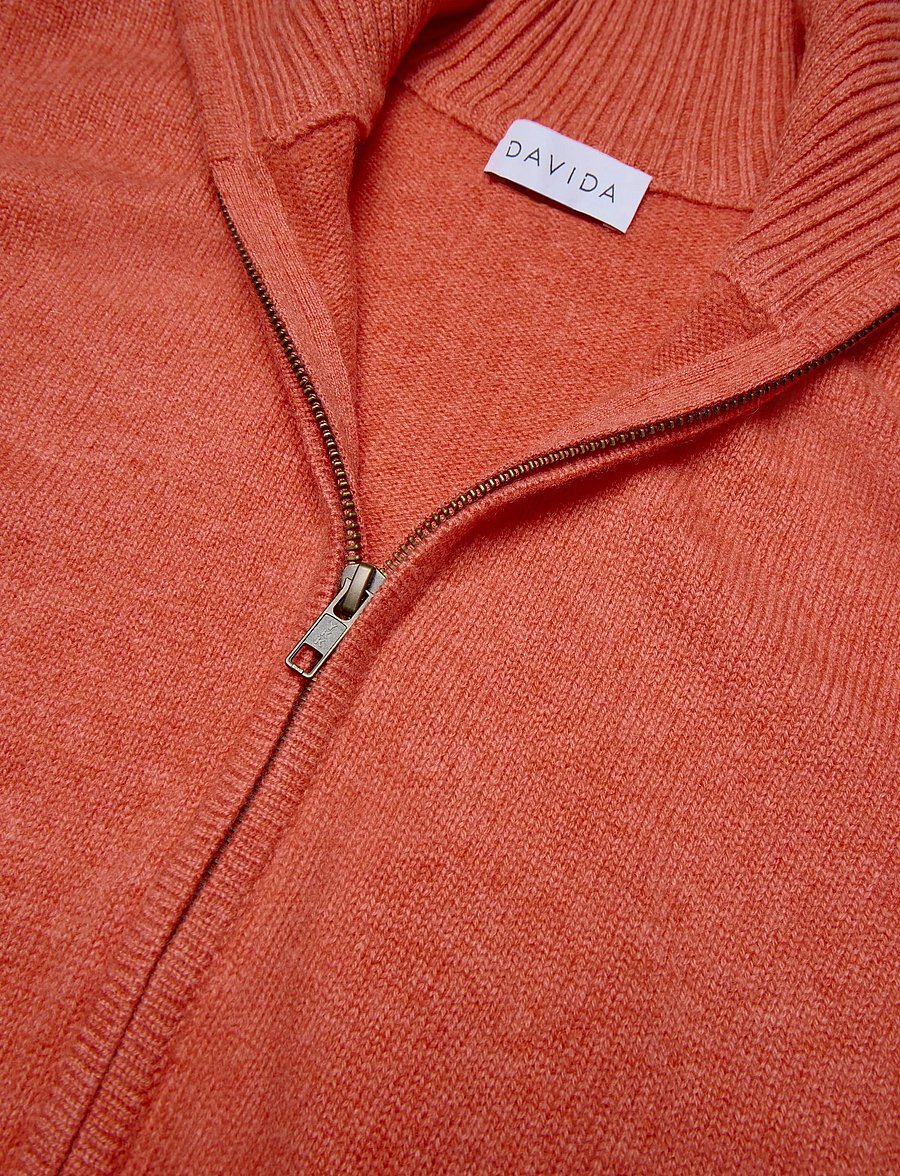 Davida Cashmere - Man Zip Vest - sunset orange - 2