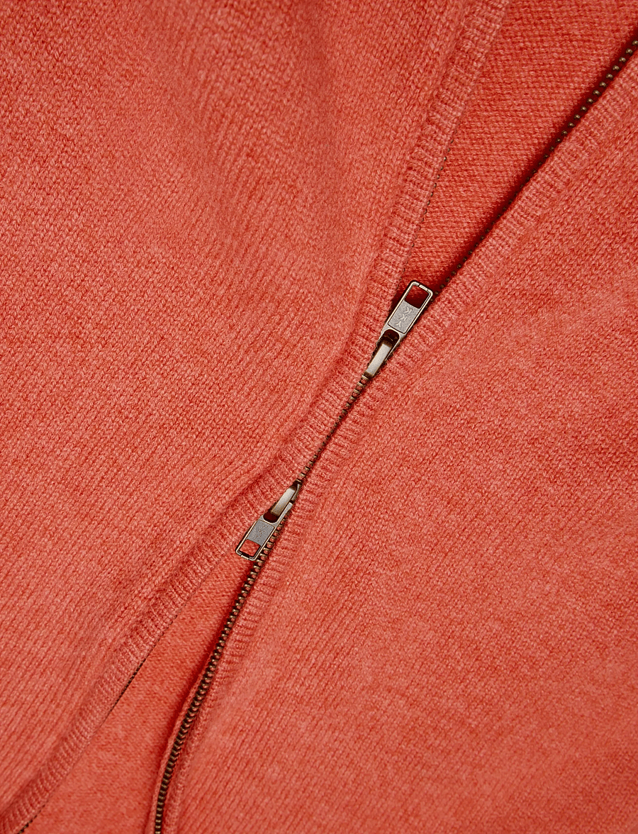 Davida Cashmere - Man Zip Vest - sunset orange - 4
