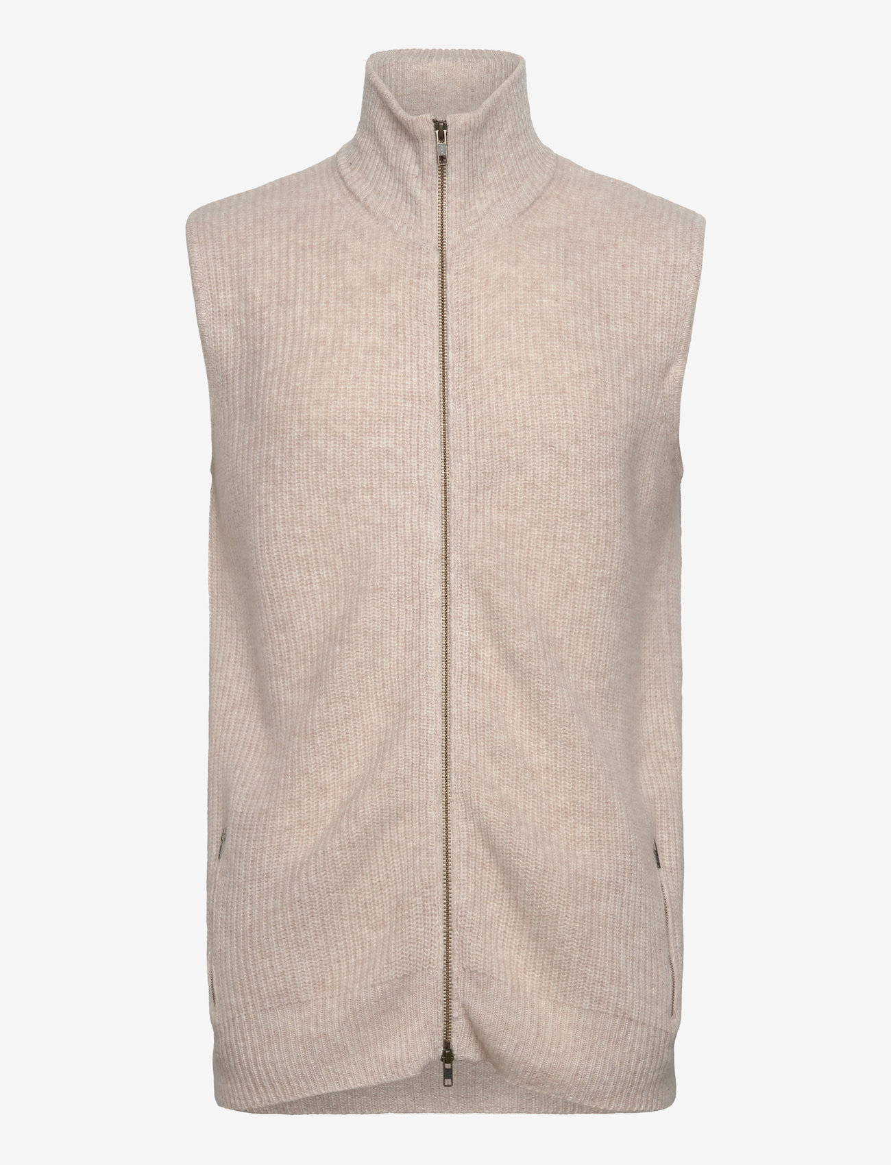 Davida Cashmere - Man Zip Pockets Vest - strikveste - light beige - 0