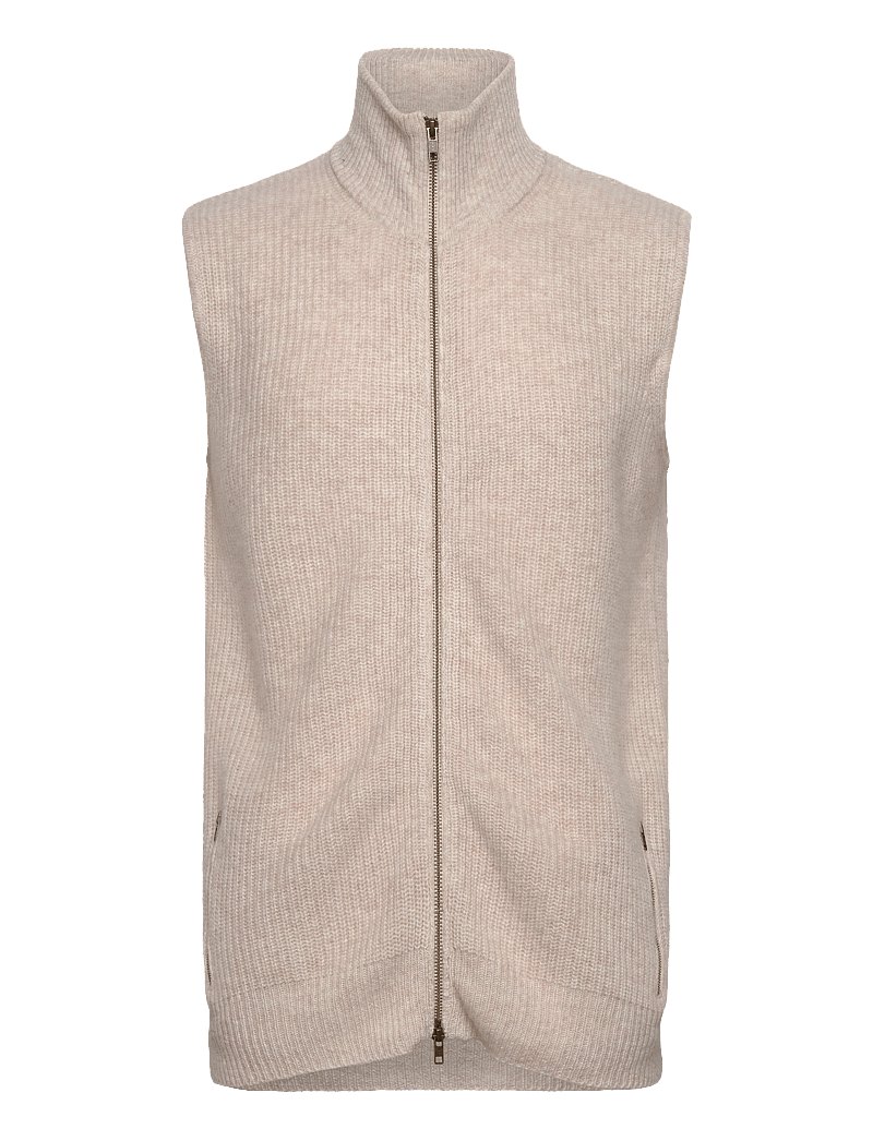 Davida Cashmere - Man Zip Pockets Vest - stickade västar - light beige - 0