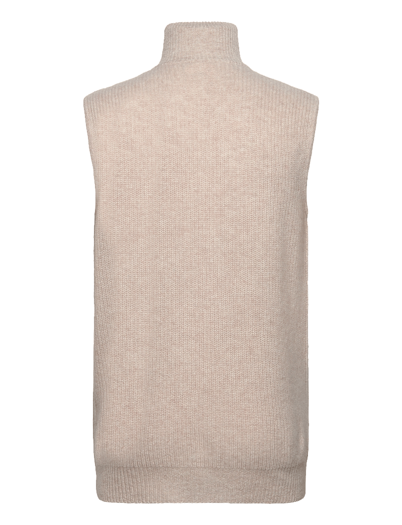 Davida Cashmere - Man Zip Pockets Vest - stickade västar - light beige - 1