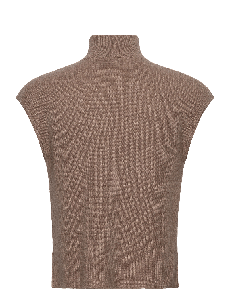 Davida Cashmere - Man Zip Pockets Vest - stickade västar - mink - 1