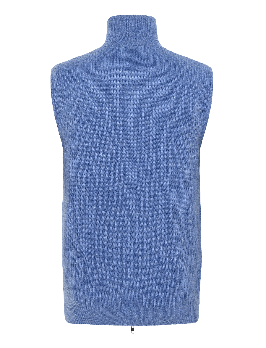 Davida Cashmere - Man Zip Pockets Vest - stickade västar - ocean blue - 2