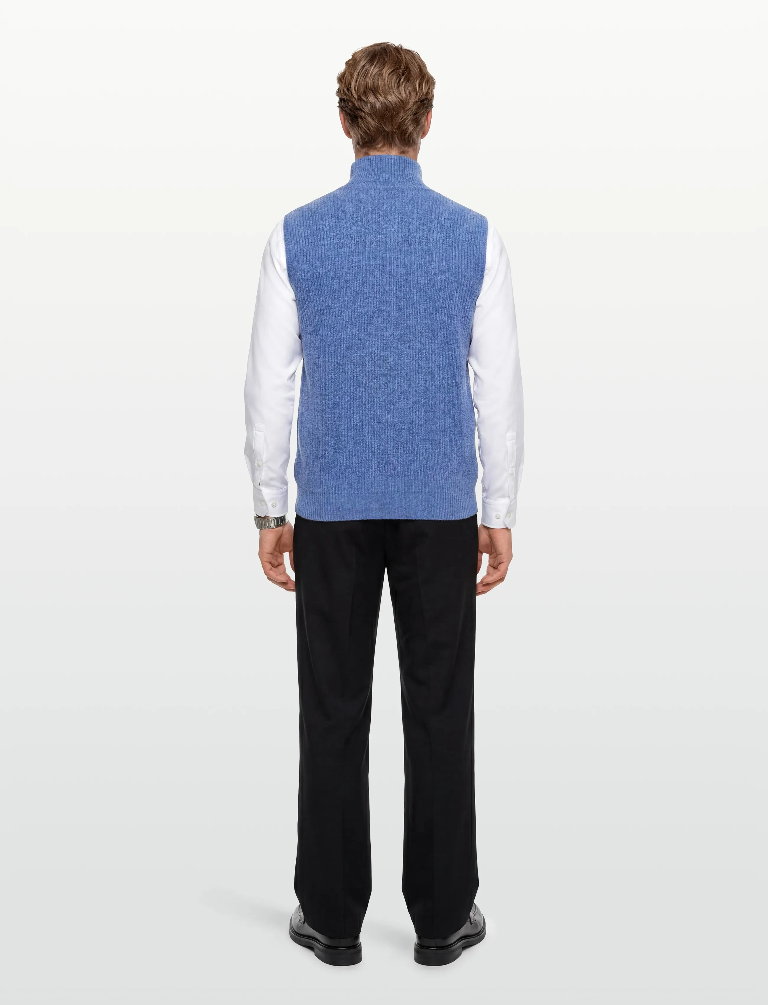 Davida Cashmere - Man Zip Pockets Vest - strikveste - ocean blue - 4