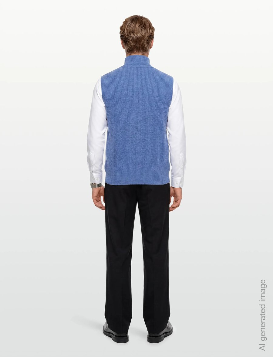 Davida Cashmere - Man Zip Pockets Vest - stickade västar - ocean blue - 4