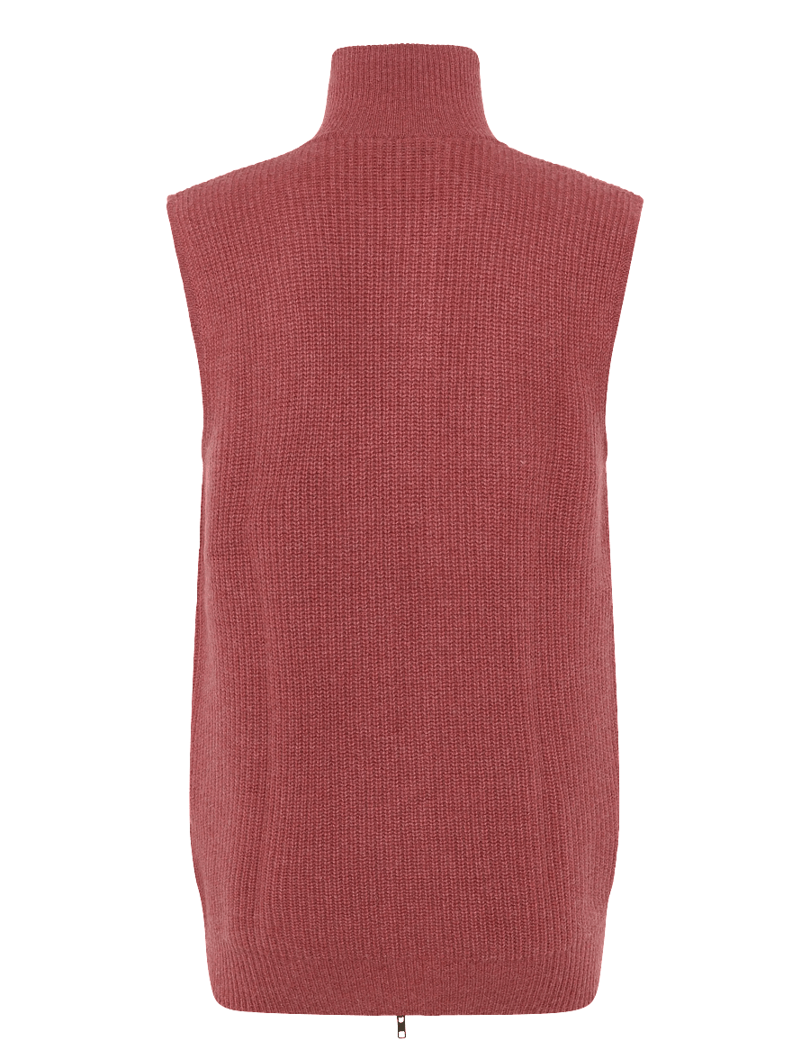Davida Cashmere - Man Zip Pockets Vest - knitted vests - rust red - 2