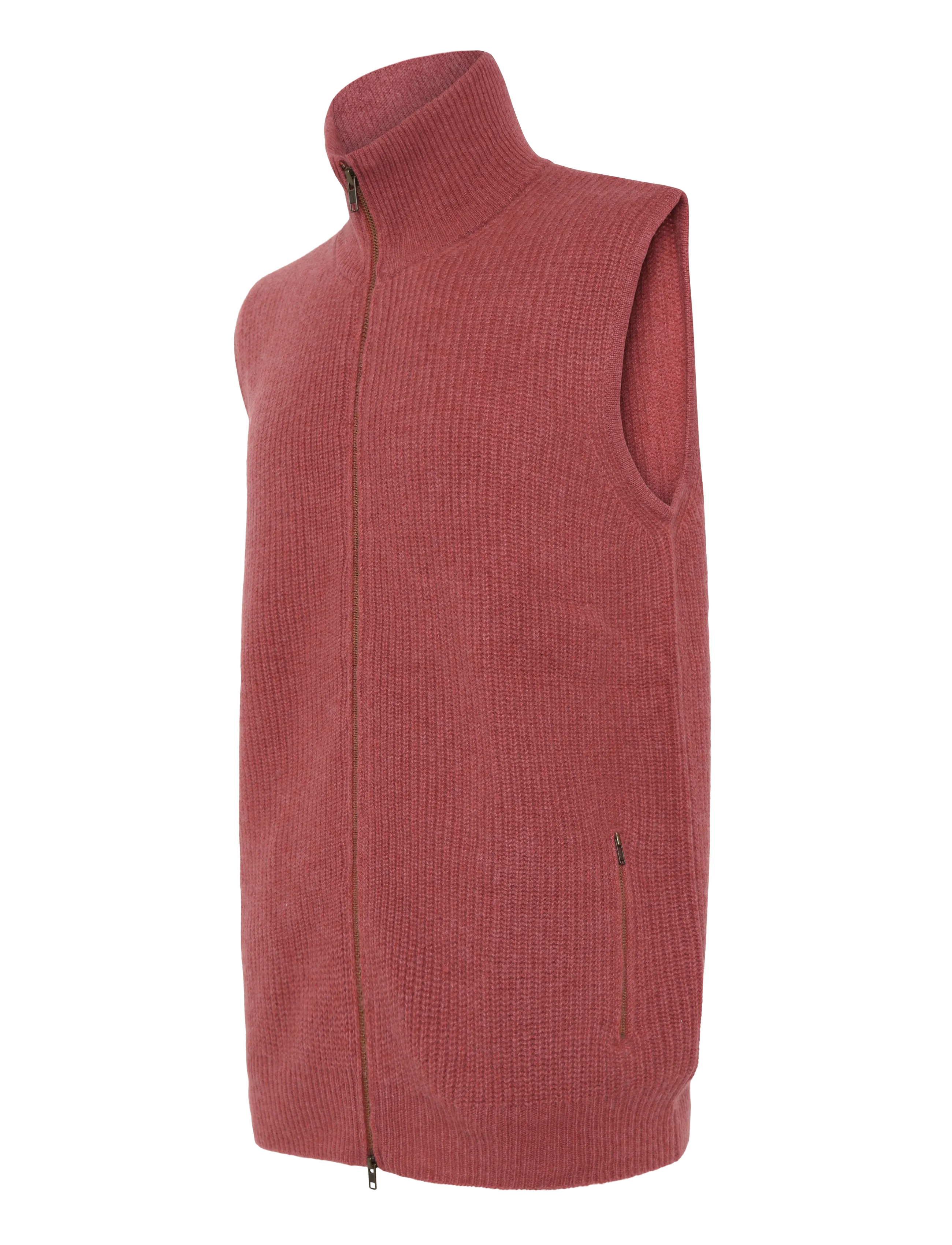Davida Cashmere - Man Zip Pockets Vest - strickwesten - rust red - 2