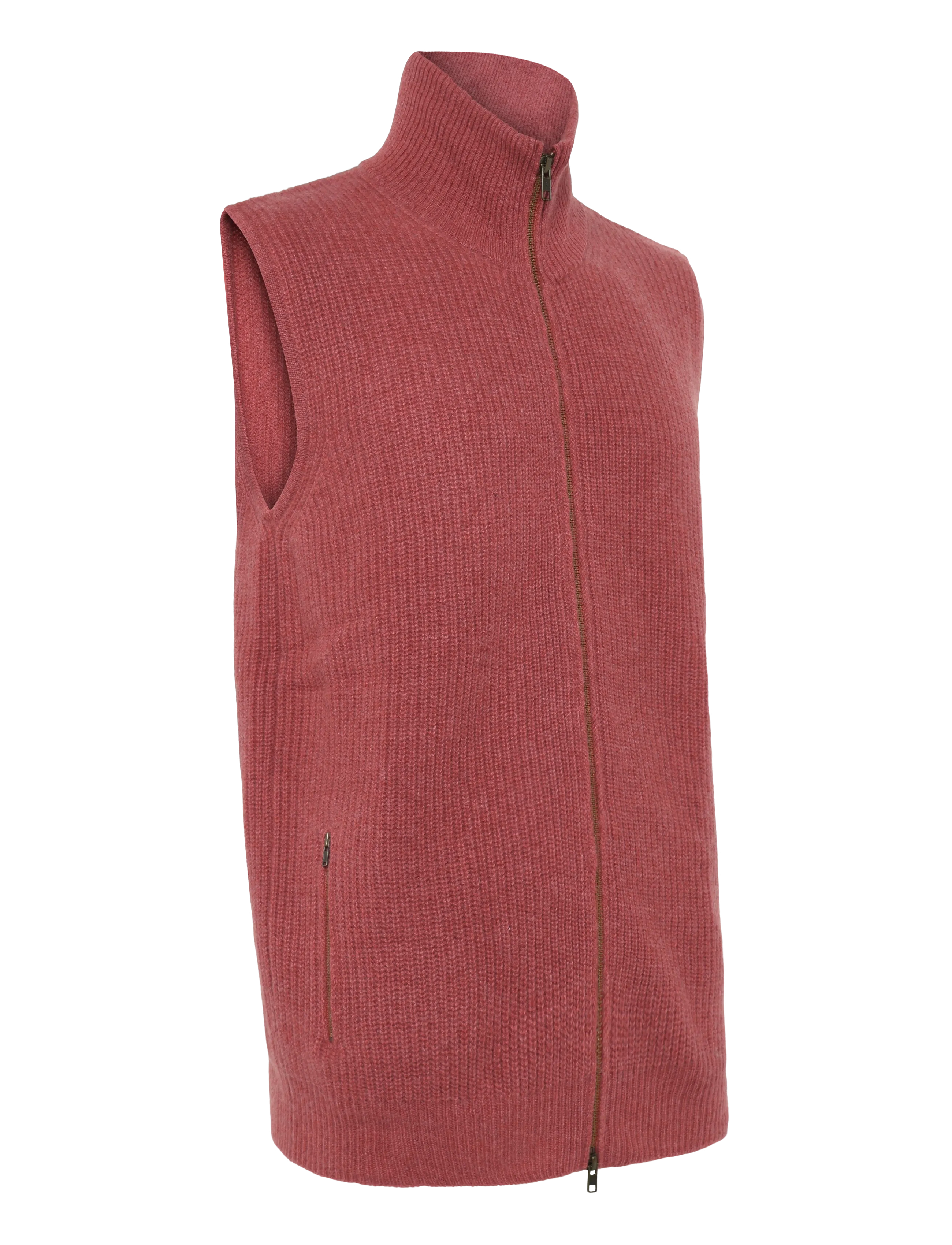 Davida Cashmere - Man Zip Pockets Vest - strickwesten - rust red - 3