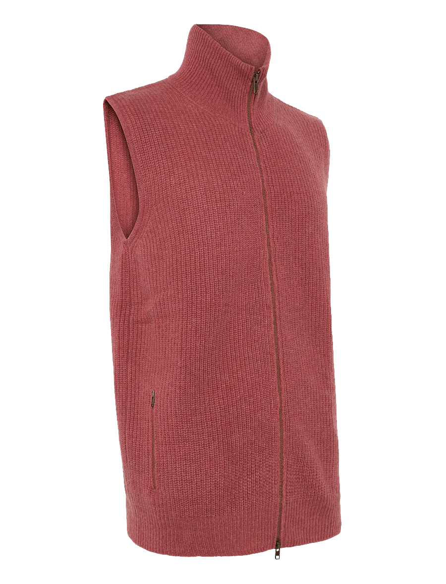 Davida Cashmere - Man Zip Pockets Vest - knitted vests - rust red - 4