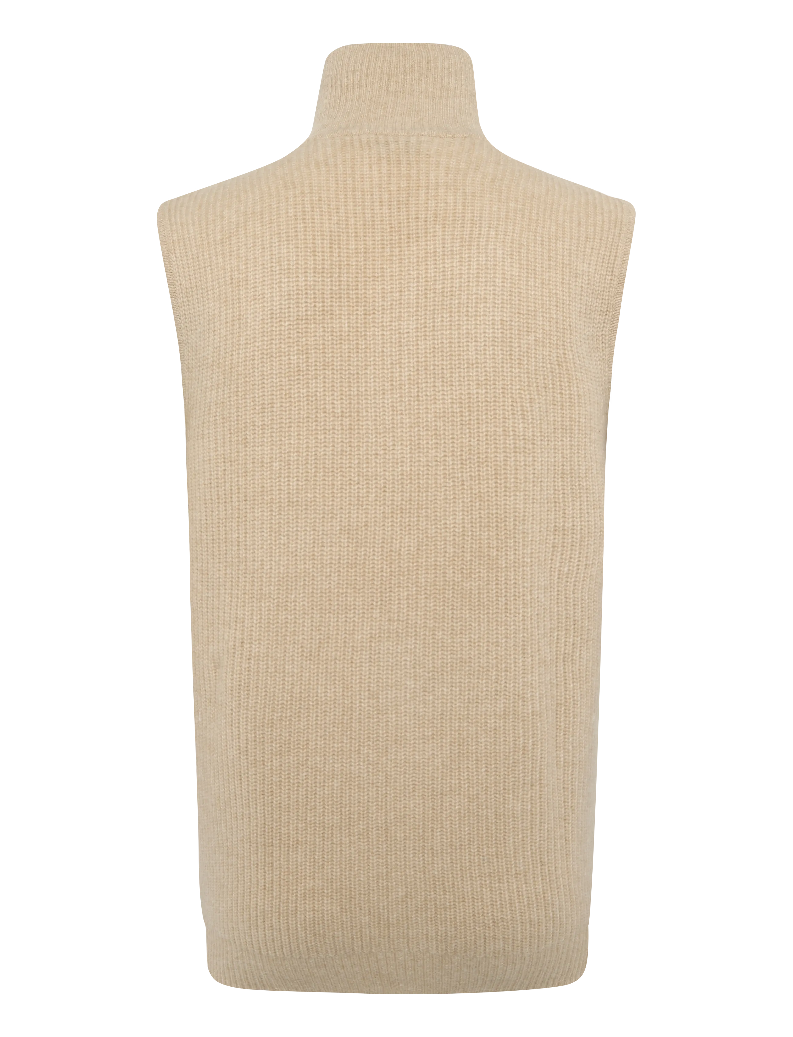 Davida Cashmere - Man Zip Pockets Vest - knitted vests - wheat - 1