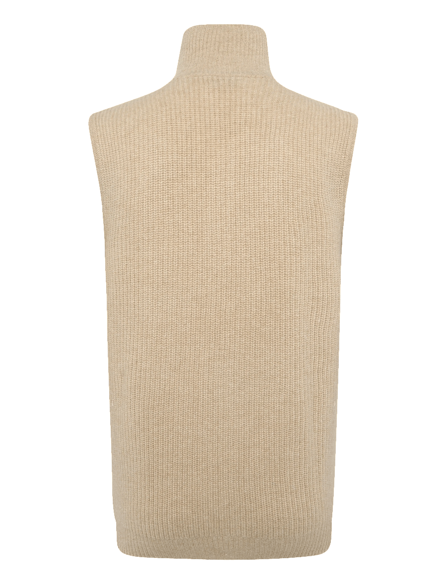 Davida Cashmere - Man Zip Pockets Vest - knitted vests - wheat - 1