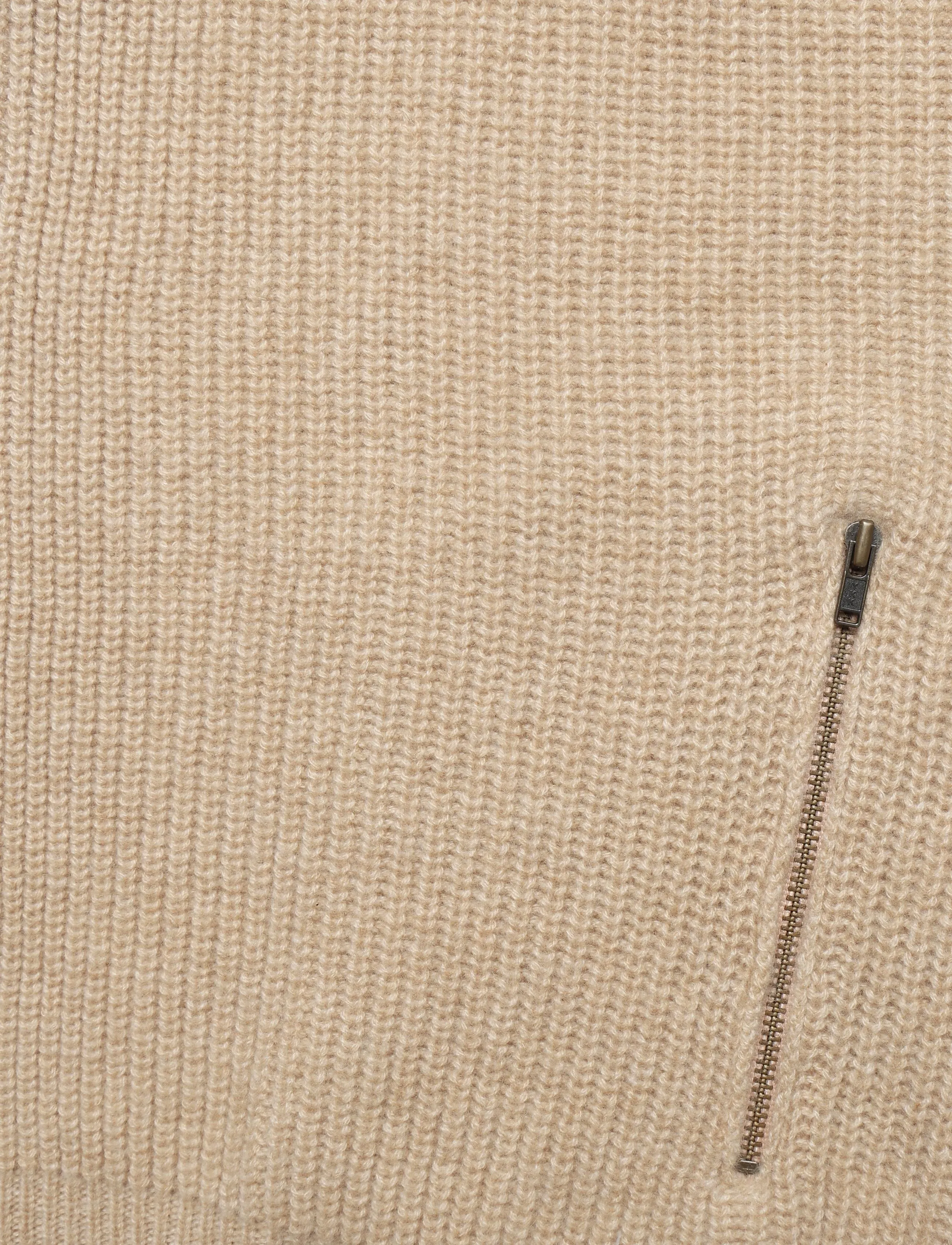 Davida Cashmere - Man Zip Pockets Vest - knitted vests - wheat - 3
