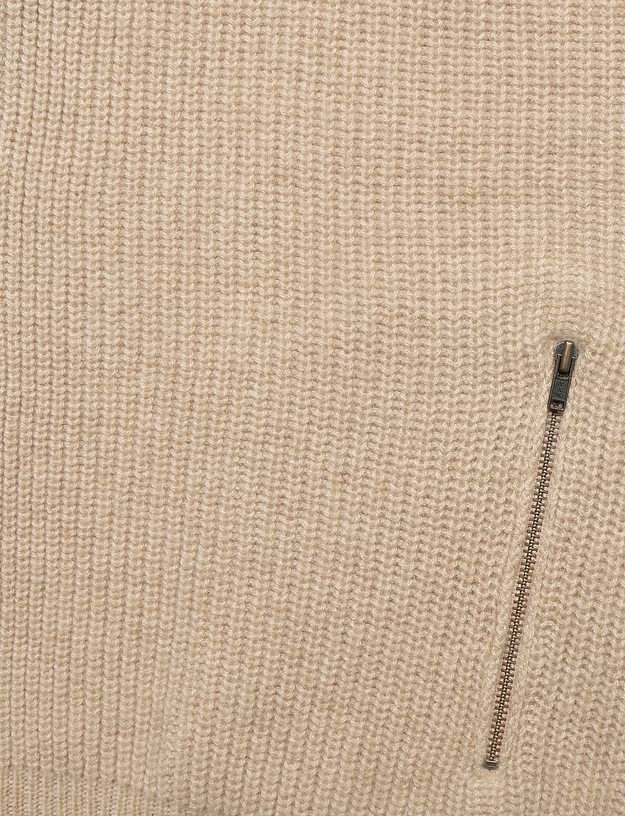 Davida Cashmere - Man Zip Pockets Vest - knitted vests - wheat - 3