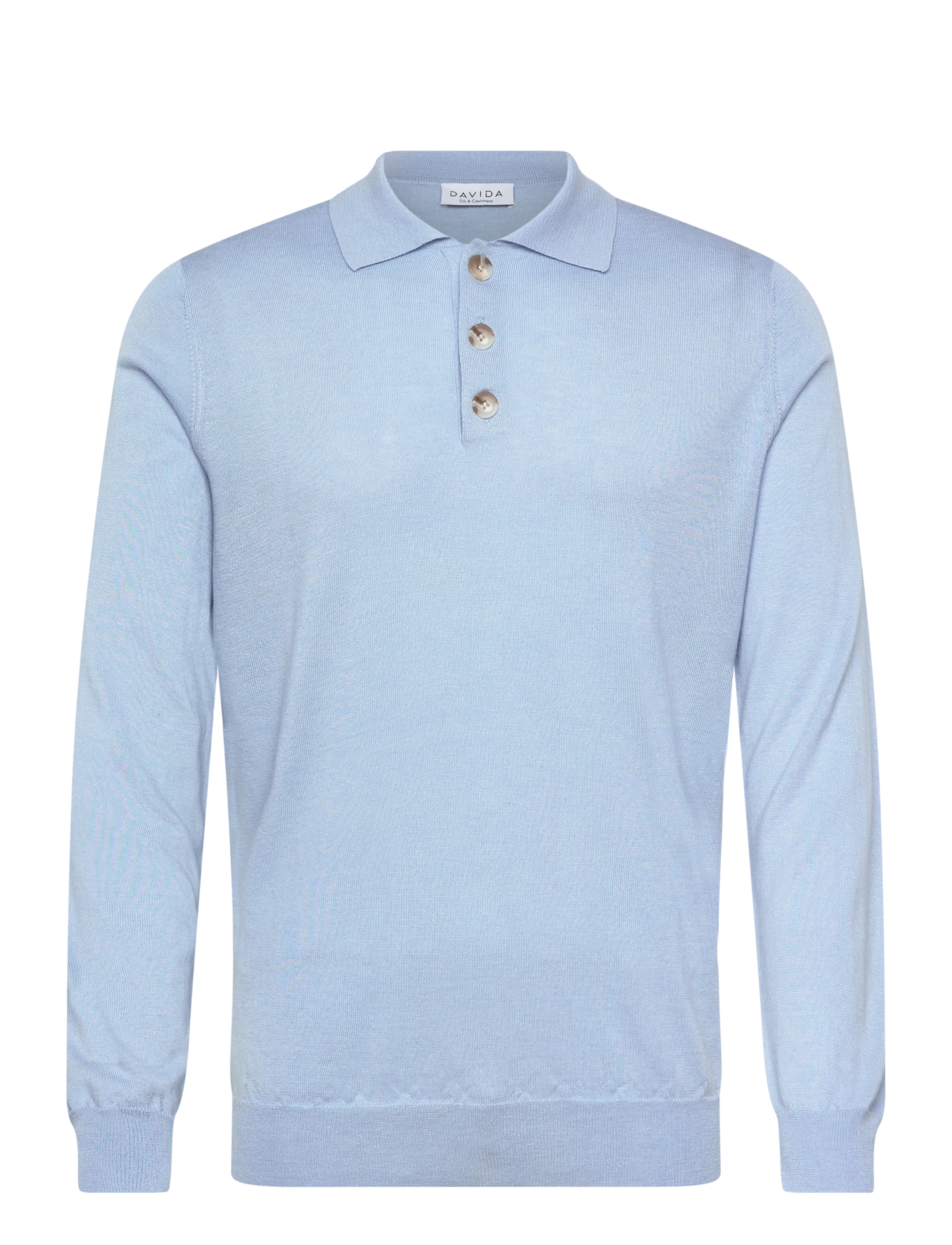 DAVIDA CASHMERE Man Fine Knit Collar Blau - M - Herren