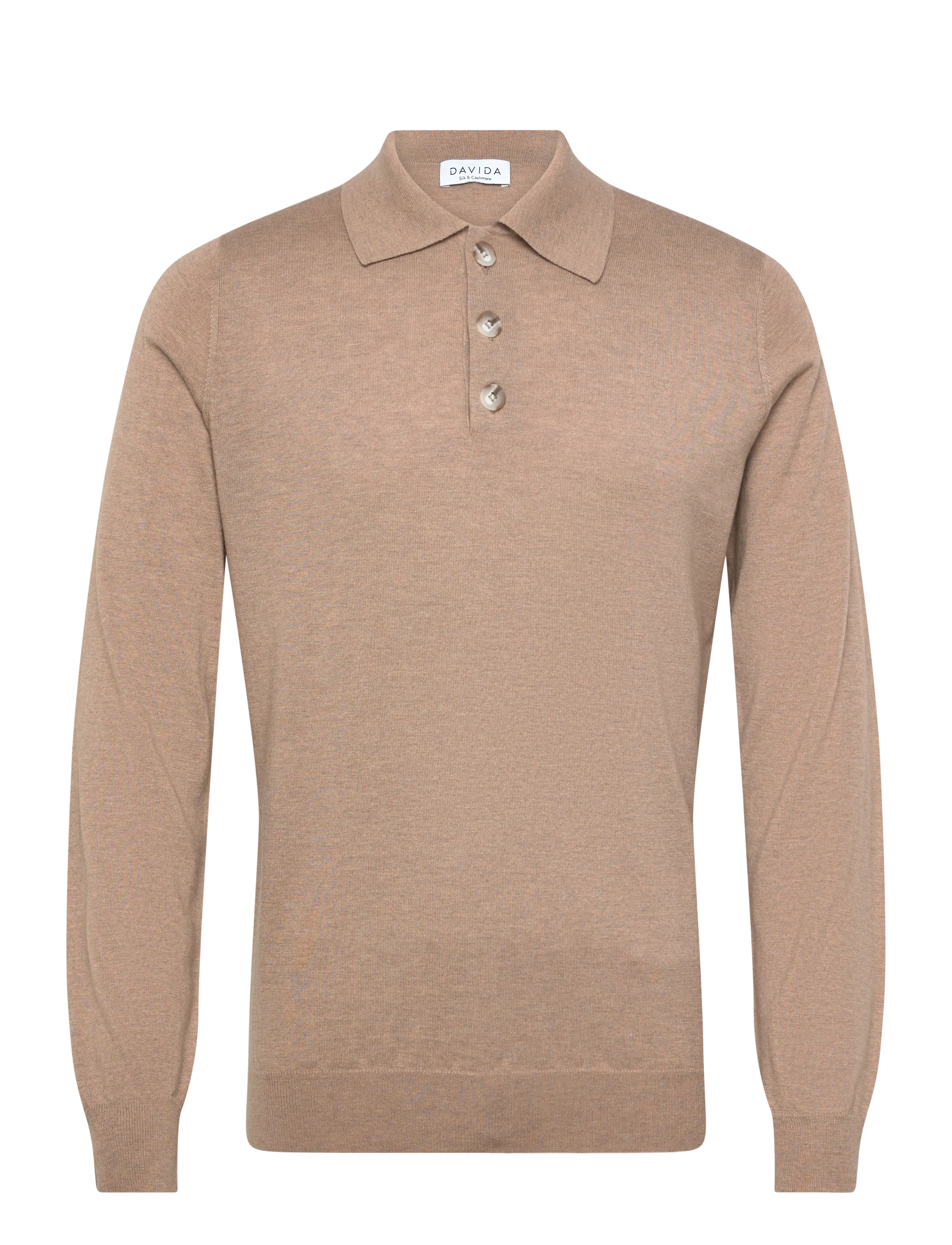 DAVIDA CASHMERE Man Fine Knit Collar Beige - S - Herren