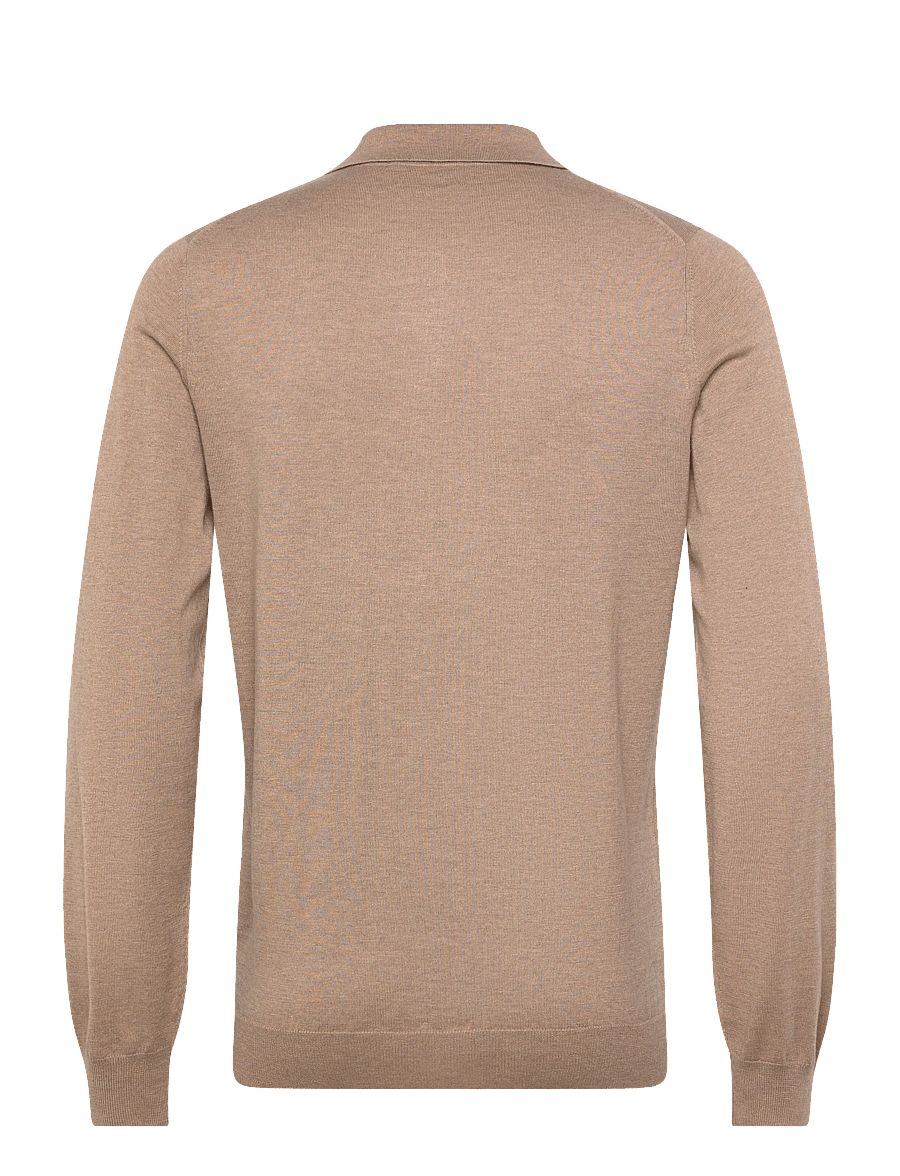 Davida Cashmere - Man fine knit collar - long-sleeved knitted polos - mink - 2
