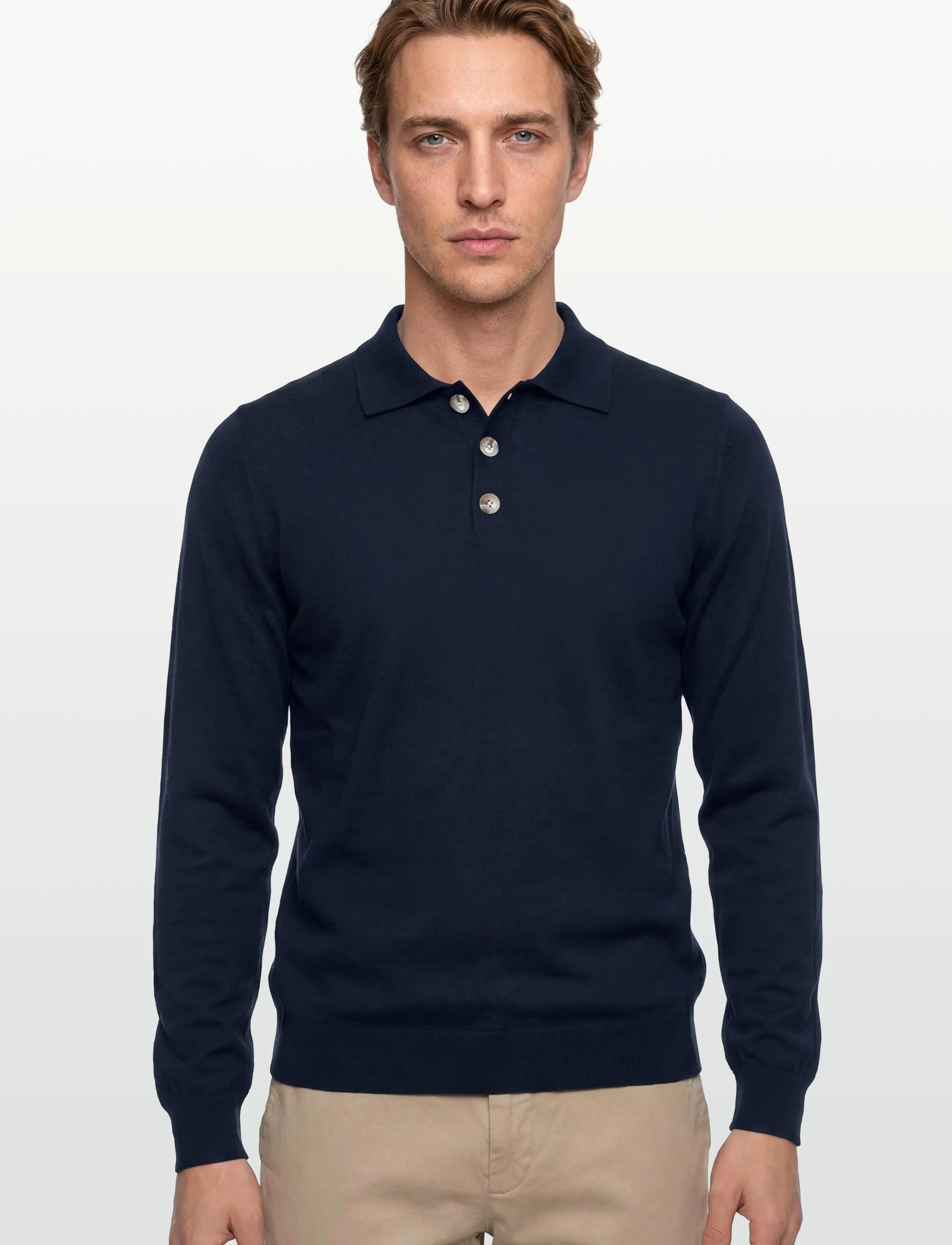 Davida Cashmere - Man fine knit collar - polostrik - navy - 3
