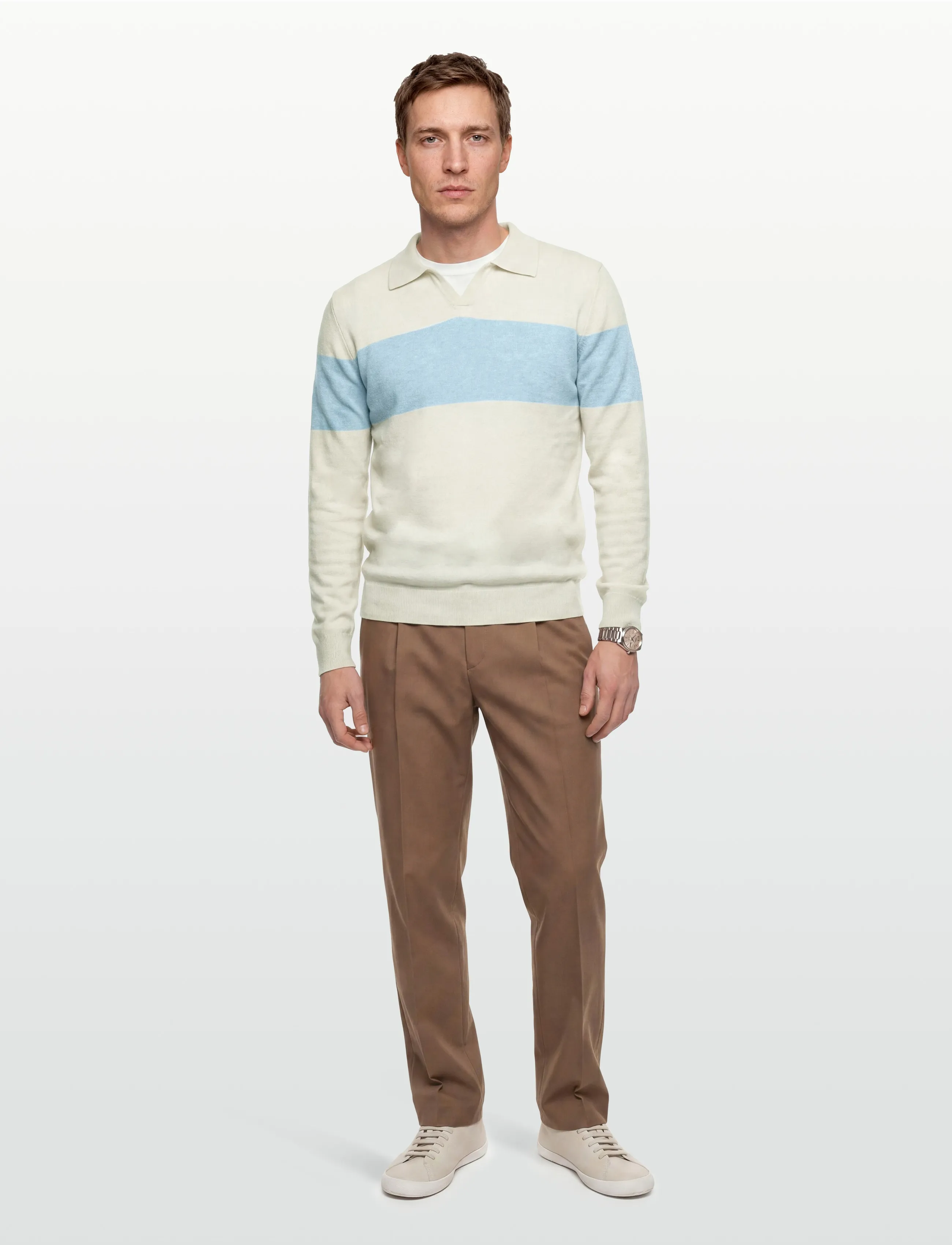 Man Open Collar One Stripe