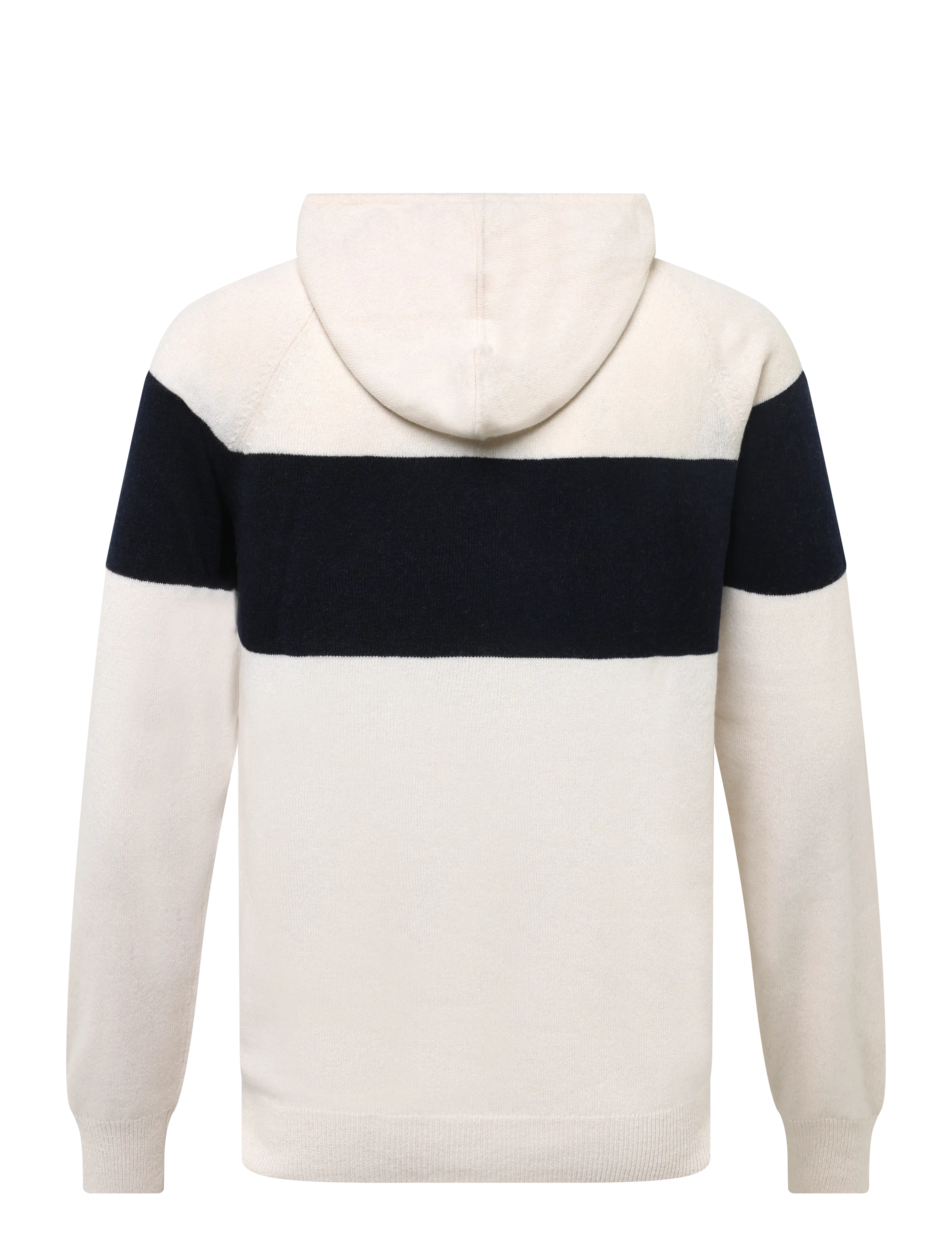 Davida Cashmere - Man Hoodie Sweater One Stripe - hoodies - white/navy - 2