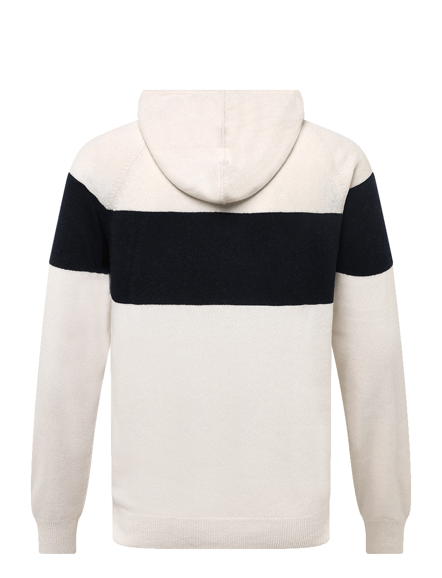 Davida Cashmere - Man Hoodie Sweater One Stripe - hoodies - white/navy - 2