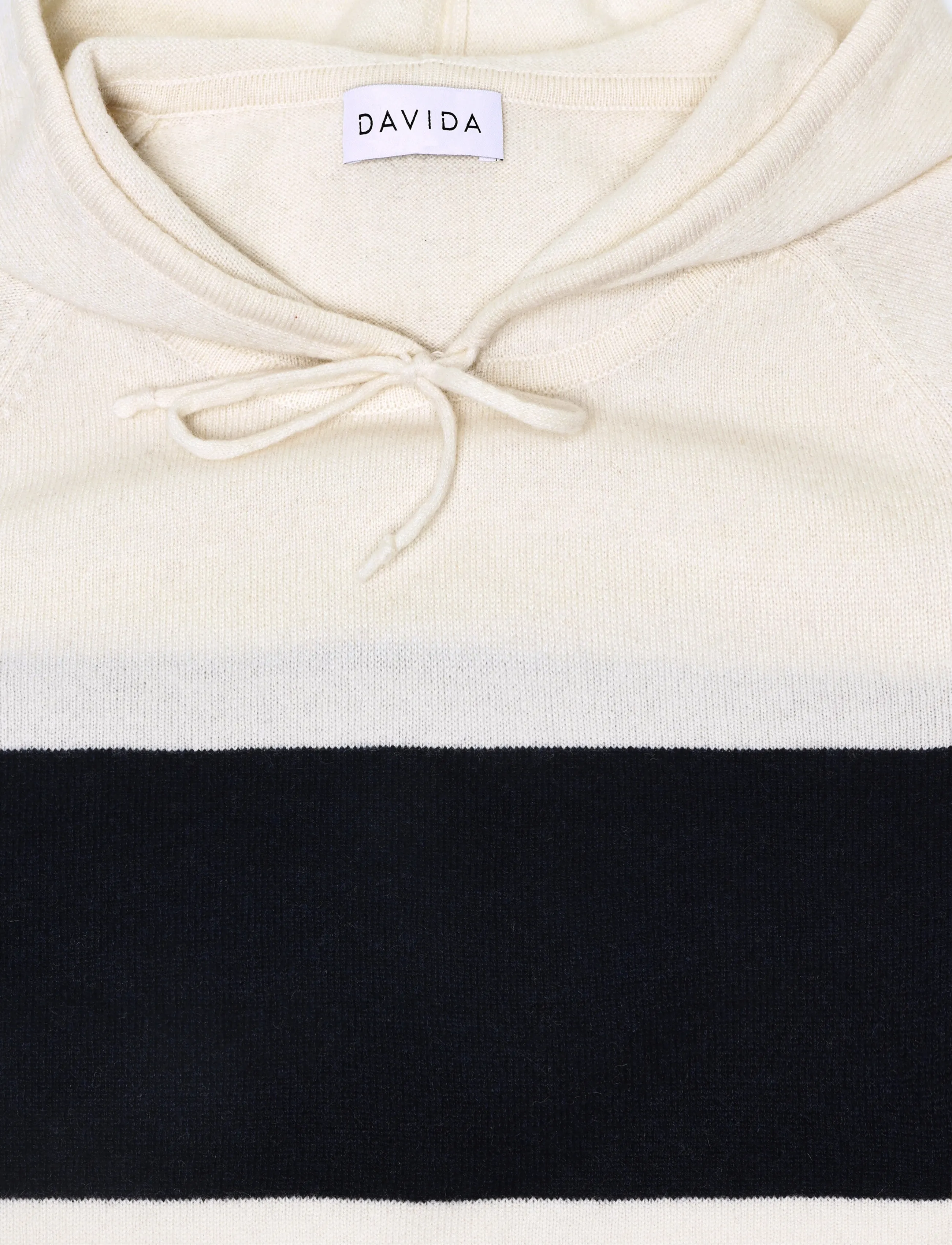 Davida Cashmere - Man Hoodie Sweater One Stripe - hoodies - white/navy - 5