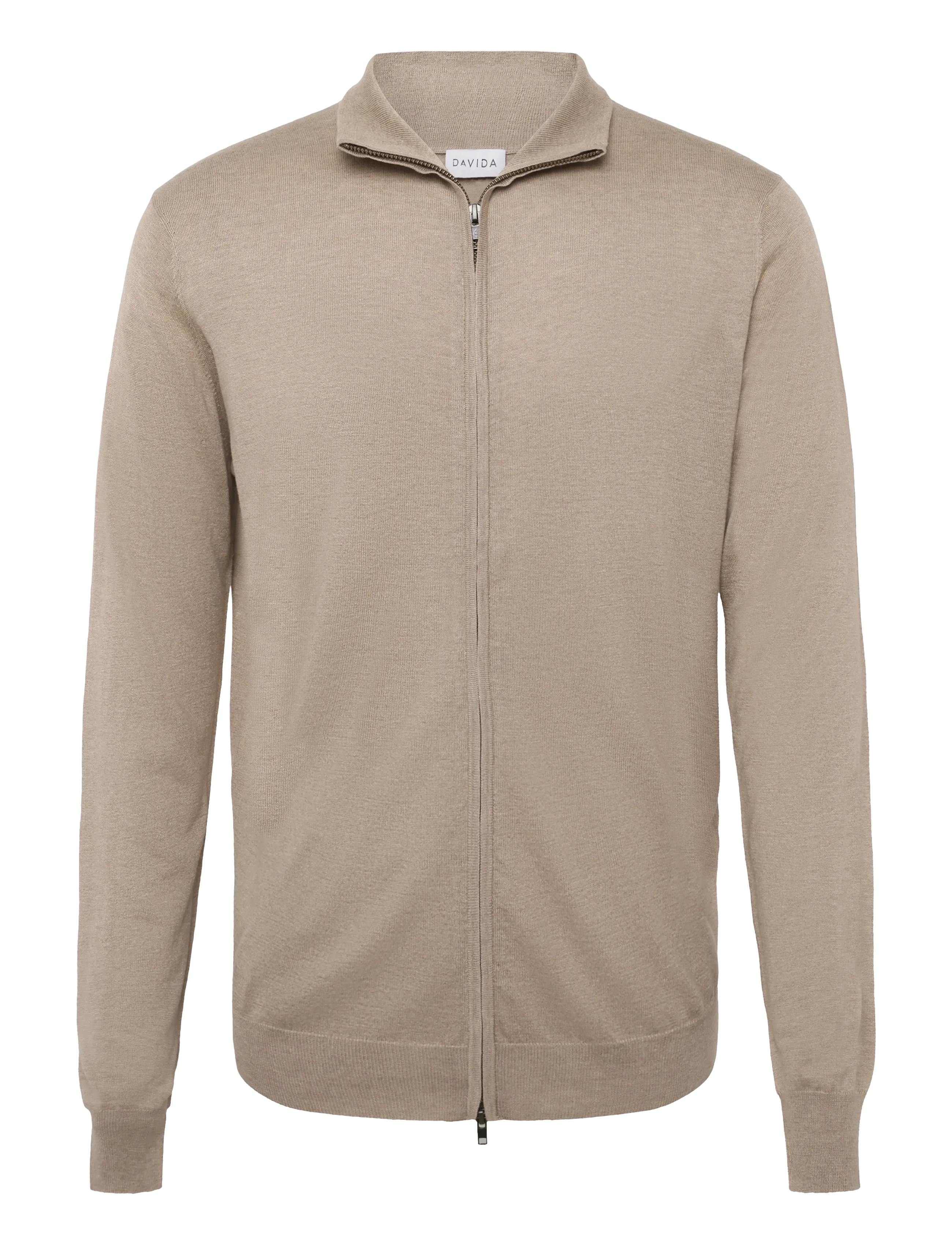 Davida Cashmere Man Fine Knit Full Zip - Davida Cashmere - MINK / beige