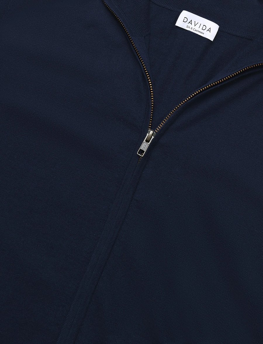 Davida Cashmere - Man Fine Knit Full Zip - pullover mit durchgehendem reißverschluss - navy - 2