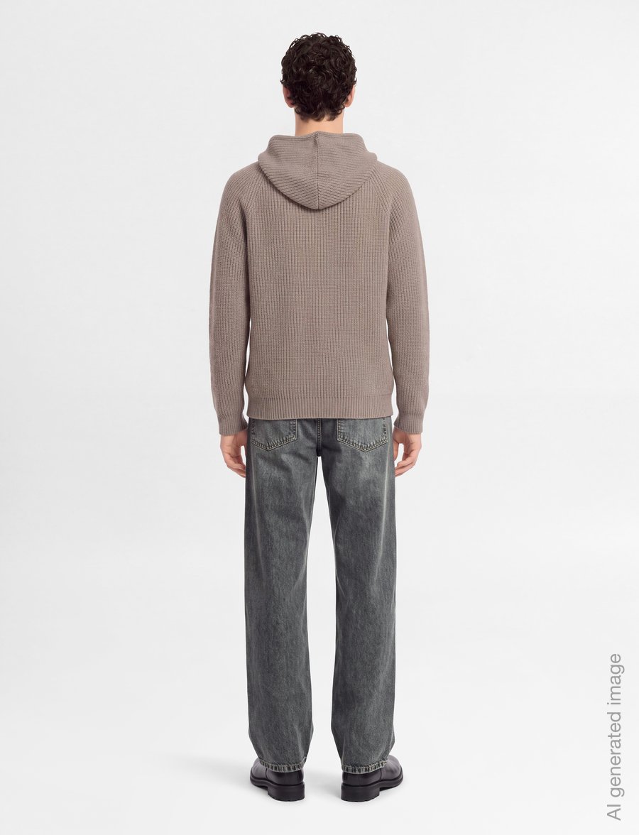 Davida Cashmere - man chunky rib hood - lukuga džemprid - mink - 4