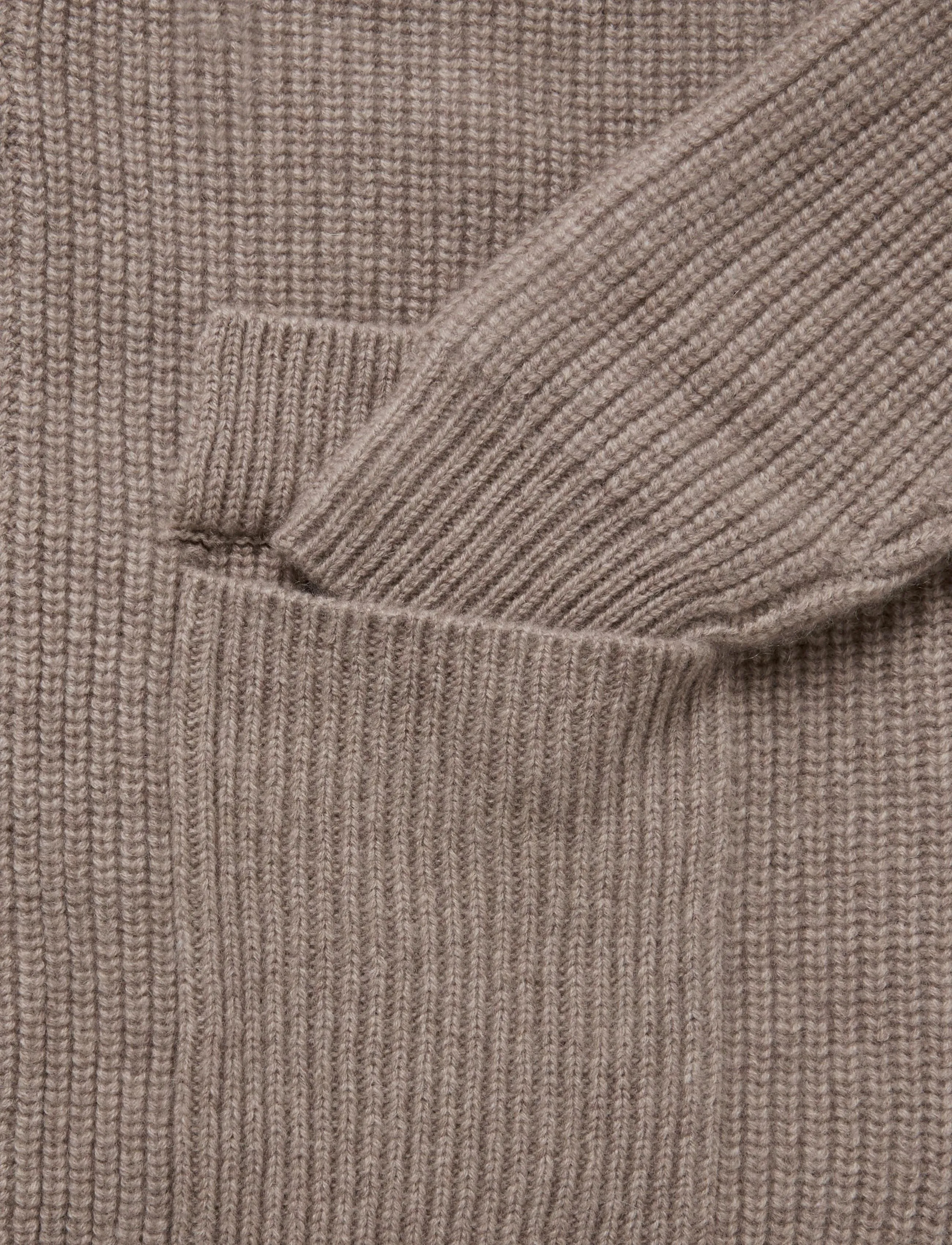Davida Cashmere - man chunky rib hood - pullover mit durchgehendem reißverschluss - mink - 3