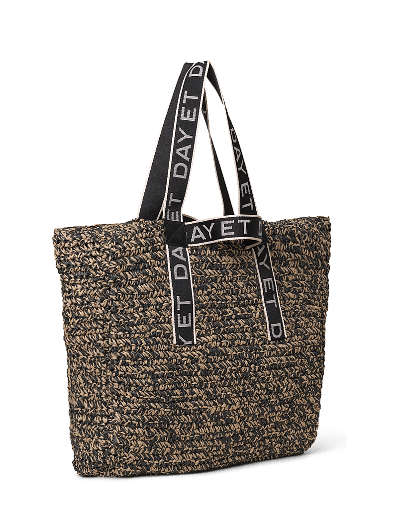 DAY ET - Day LB Straw Bag - tote bags - black melange - 1