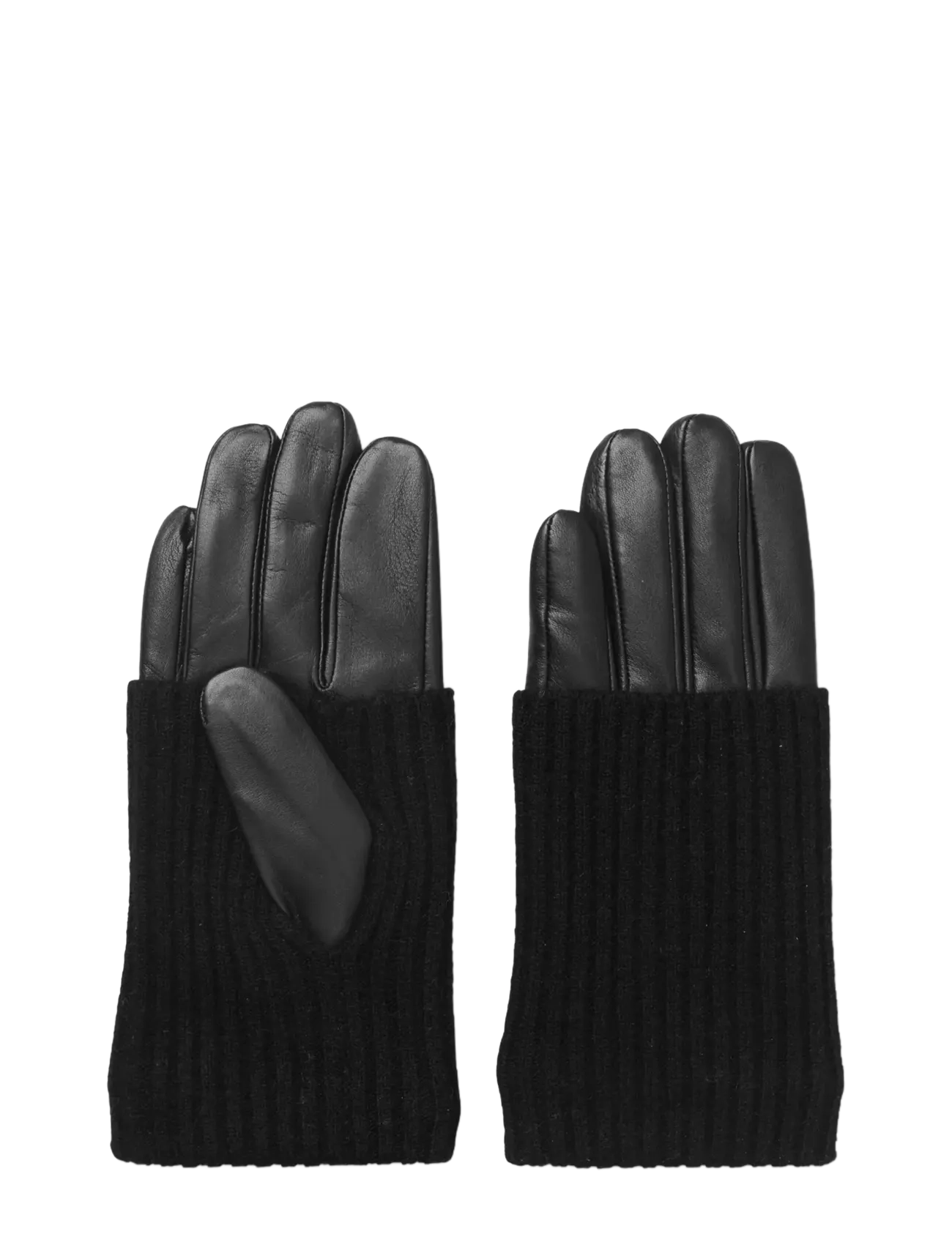 DAY ET Day Leather Knit Glove, 6.5, Black, Handsker > Fingerhandsker, Dame