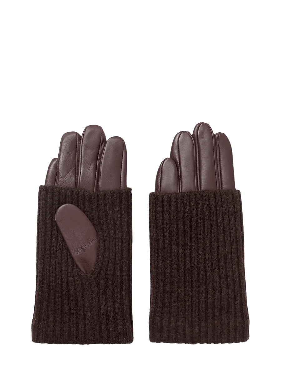 DAY ET - Day Leather Knit Glove - skinnhansker - chocolate plum - 0