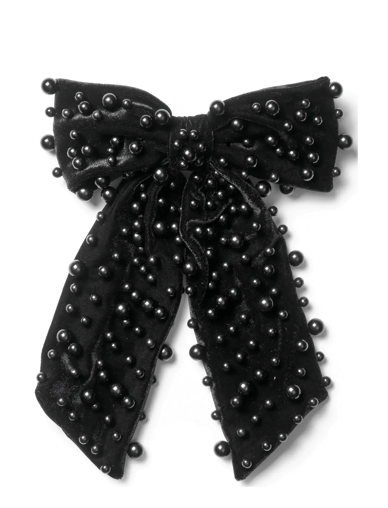 Day Pearly Velvet Bow - BLACK