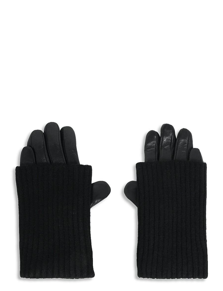 DAY ET - Day Leather Knit Gloves - lederhandschuhe - black - 0