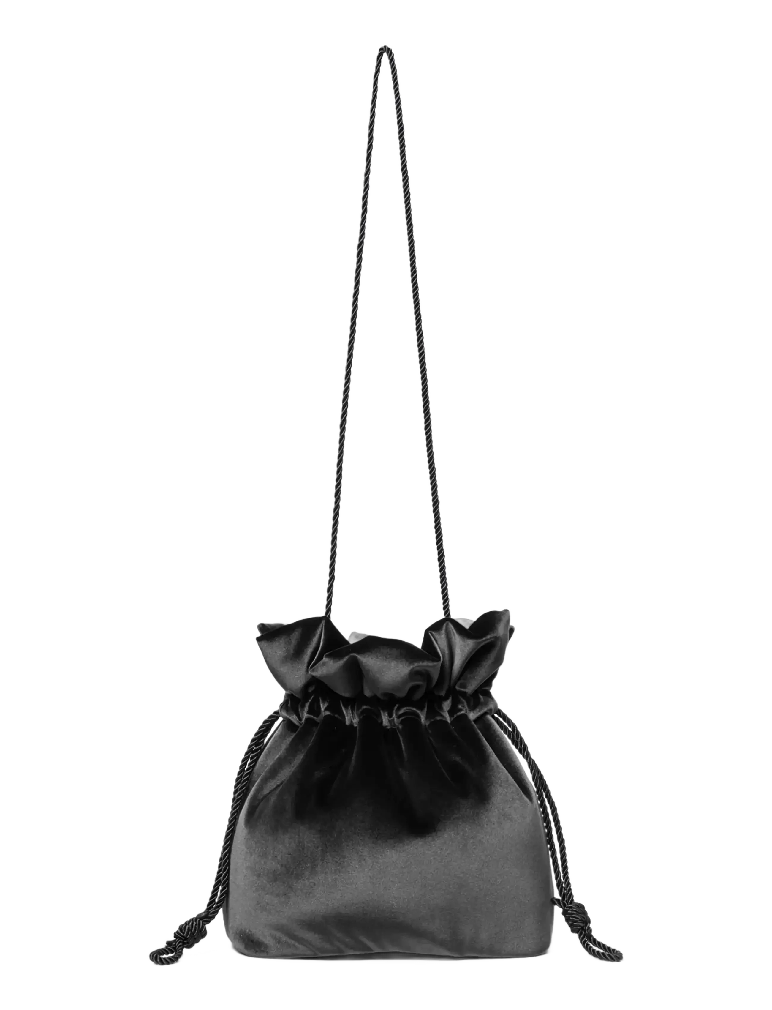 DAY ET Day Soft Padded Velvet Handbag, Kordelzug Beuteltasche, Schwarz, Gr.ONE SIZE