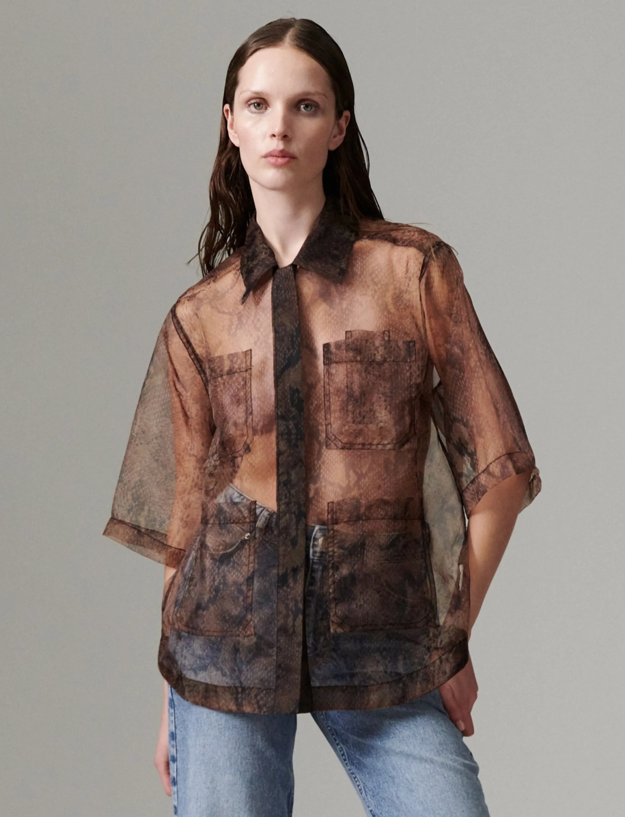 Day Birger et Mikkelsen DAYMina - Organza - Hemden - BROWN SNAKEY / brown