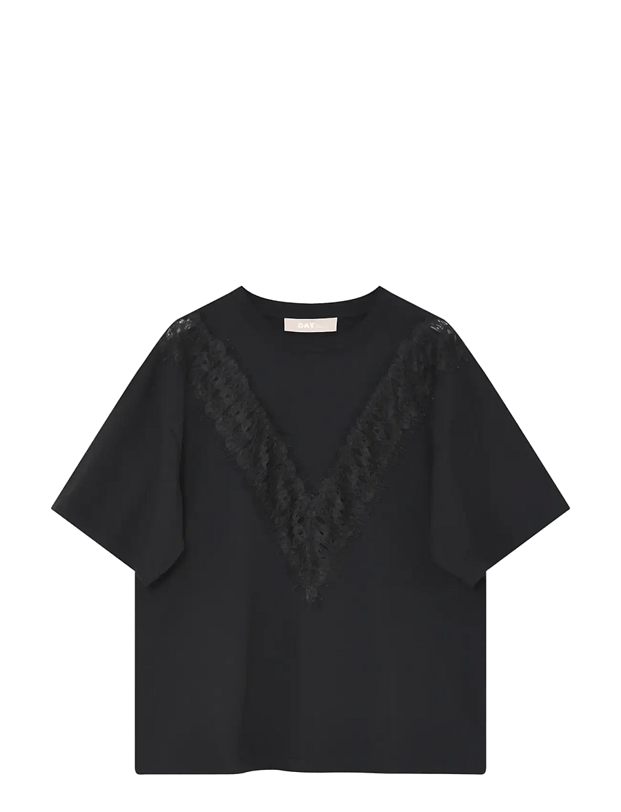 Day Birger et Mikkelsen - DAYDrewa Lace - Heavy Jersey - t-shirts - black - 0