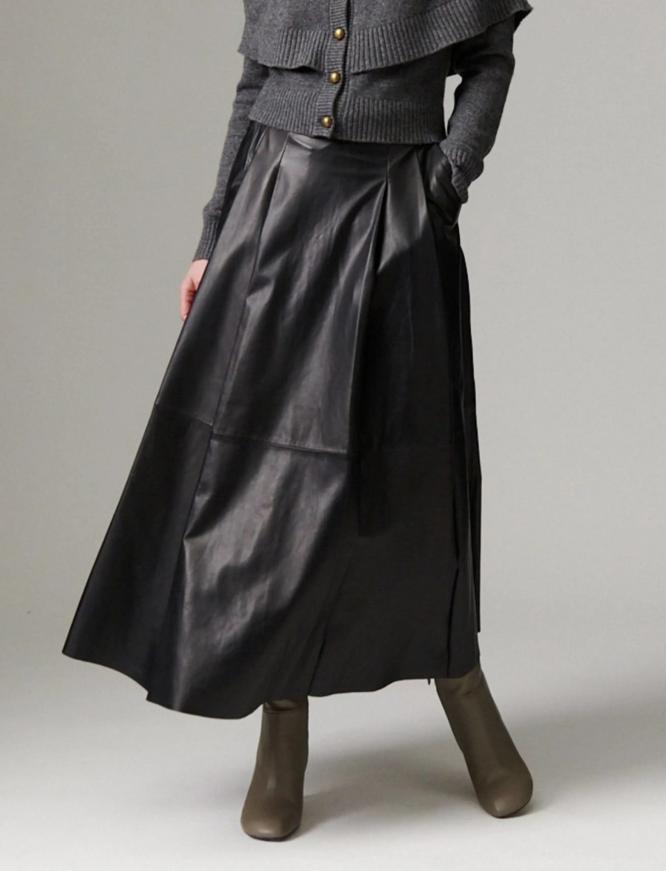Day Birger et Mikkelsen DAYChao - Soft Leather Lamb - Plisserade kjolar - BLACK / black