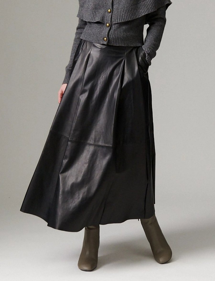 Day Birger et Mikkelsen - DAYChao - Soft Leather Lamb - plisserade kjolar - black - 0