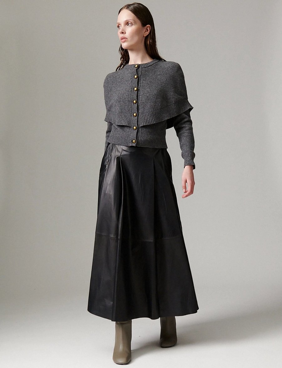 Day Birger et Mikkelsen - DAYChao - Soft Leather Lamb - plisserade kjolar - black - 5