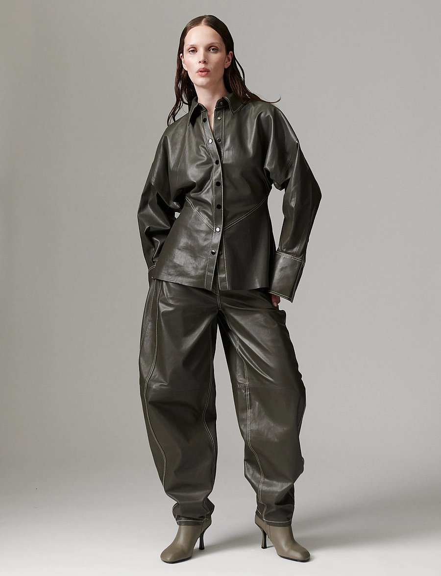 Day Birger et Mikkelsen - DAYBarrollo - Soft Lamb Leather - barrel-bukser - medium grey leather - 0