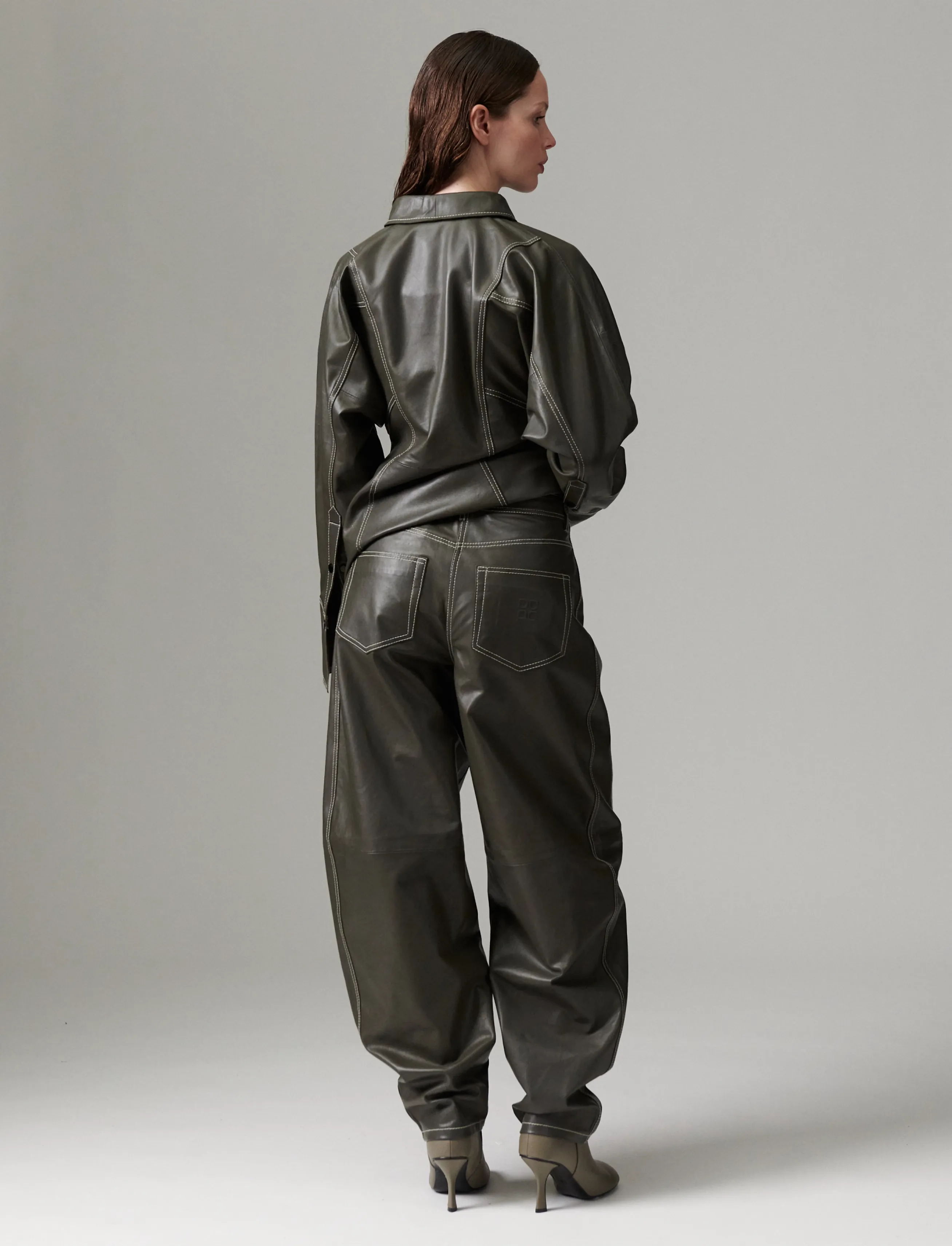 Day Birger et Mikkelsen - DAYBarrollo - Soft Lamb Leather - barrel-bukser - medium grey leather - 4