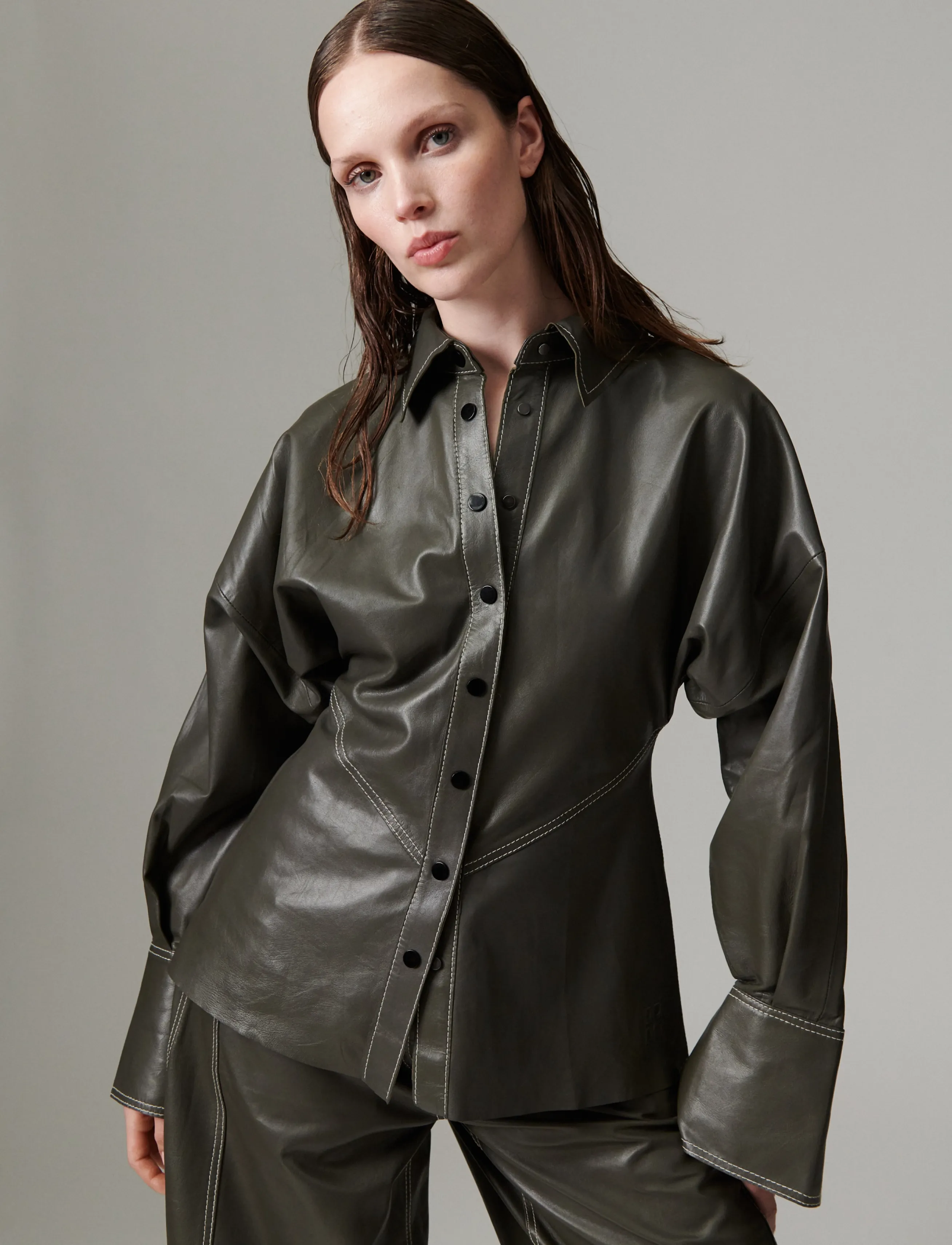 Day Birger et Mikkelsen - DAYPixie - Soft Leather Lamb - langärmlige hemden - medium grey leather - 0