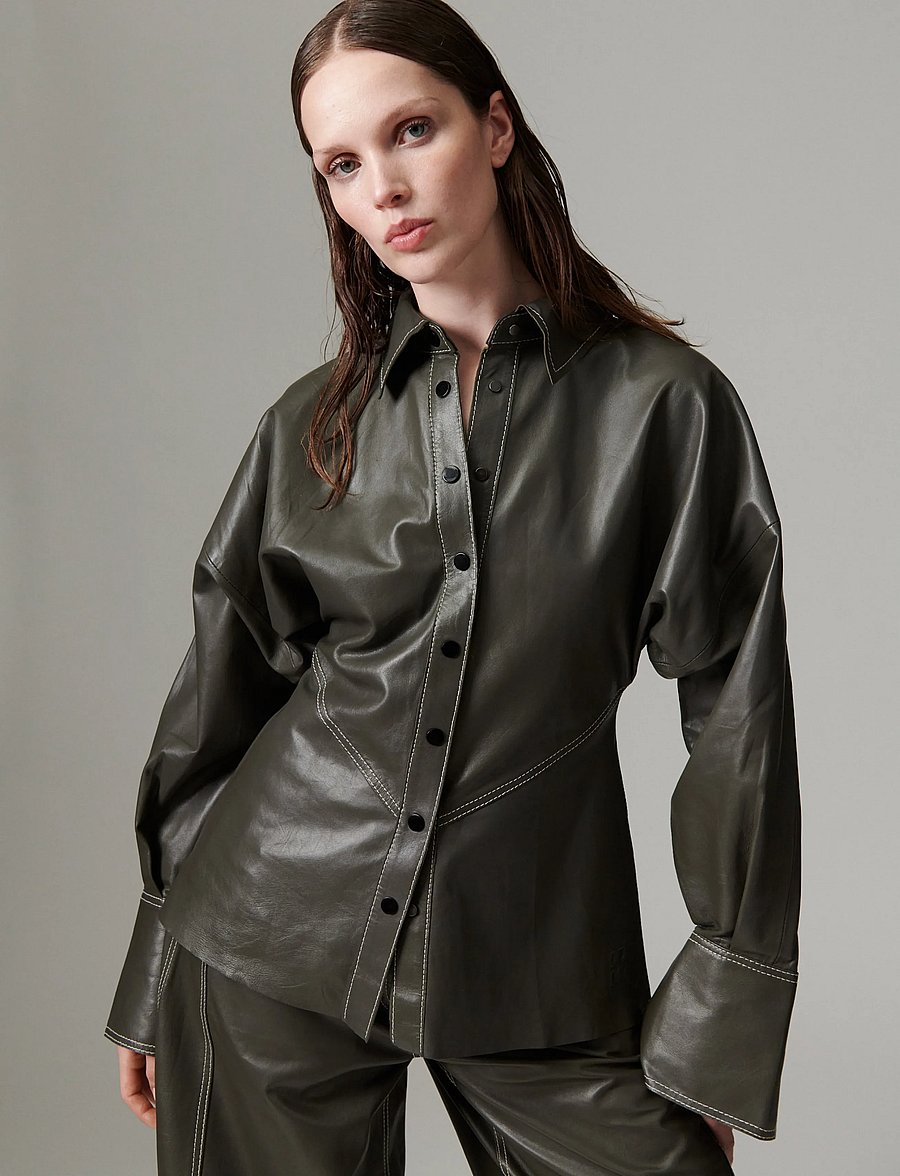 Day Birger et Mikkelsen - DAYPixie - Soft Leather Lamb - langärmlige hemden - medium grey leather - 0