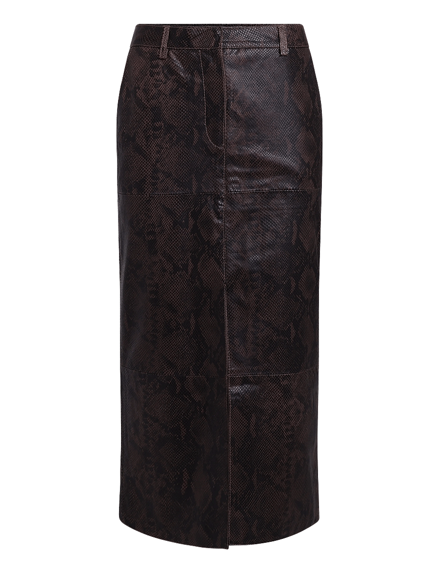 Day Birger et Mikkelsen - DAYAnna - Sneaky Leather - lædernederdele - brown snakey - 1
