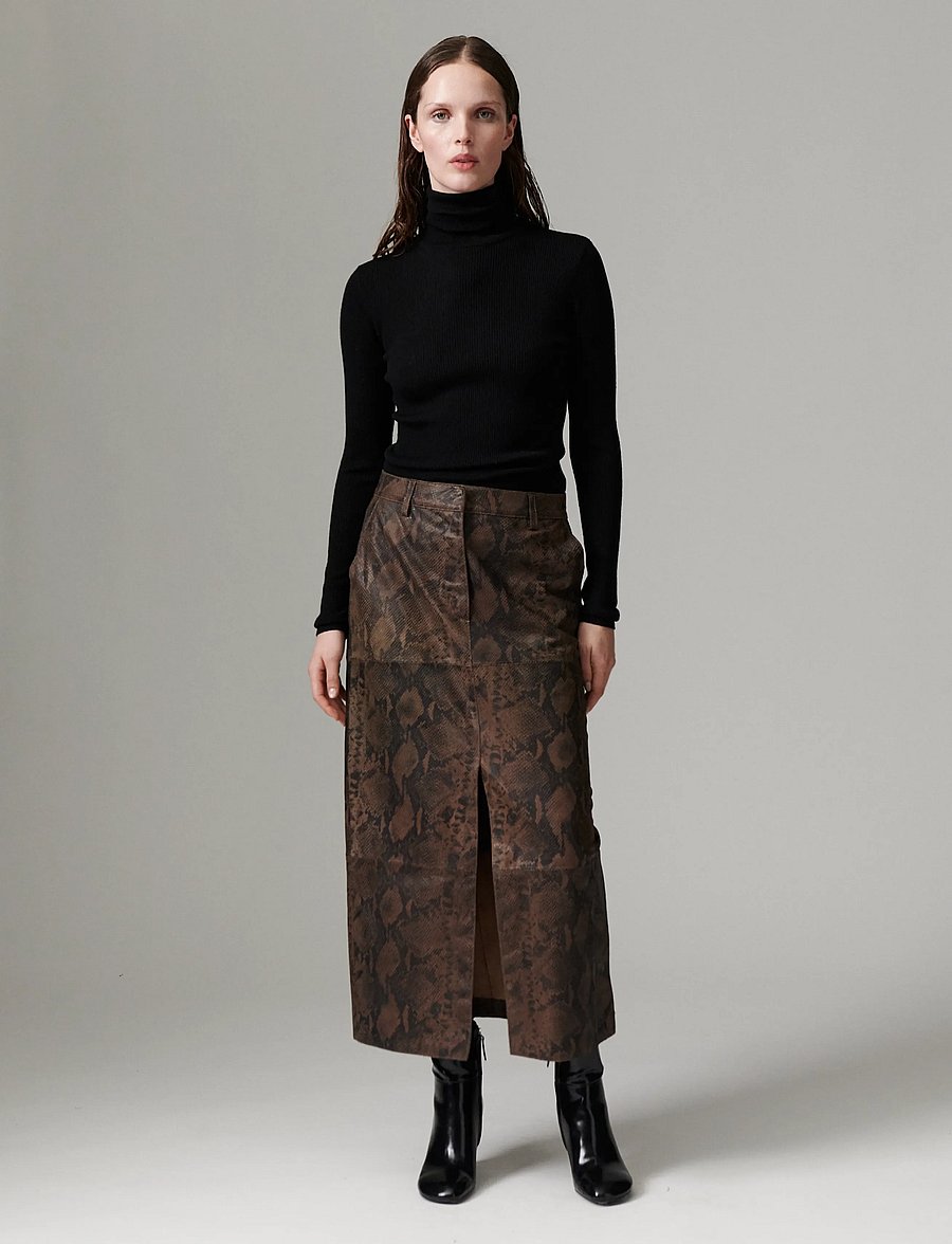 Day Birger et Mikkelsen - DAYAnna - Sneaky Leather - lædernederdele - brown snakey - 0